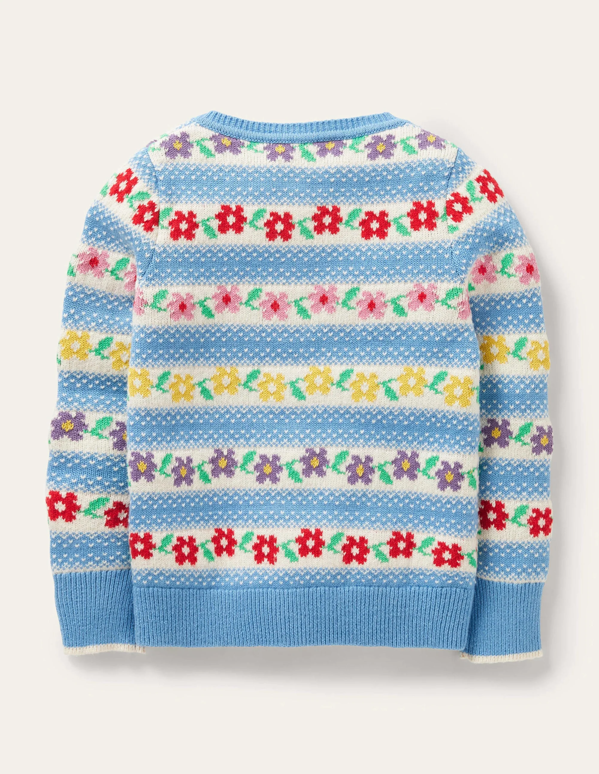Blue Floral Fair Isle Cardigan-Blue Flower Fair Isle - Image 2