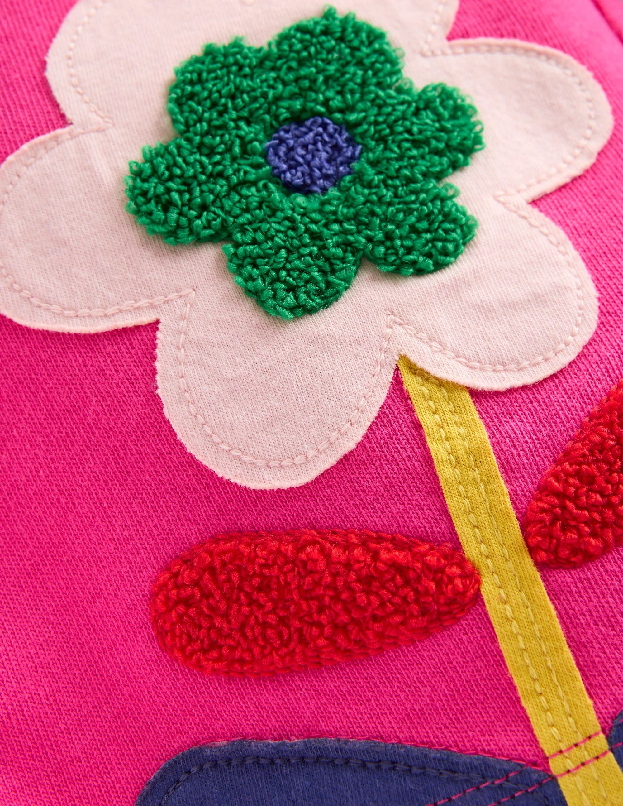 Bobbie Appliqué Sweatpants-Raspberry Pink Flowers - Image 3