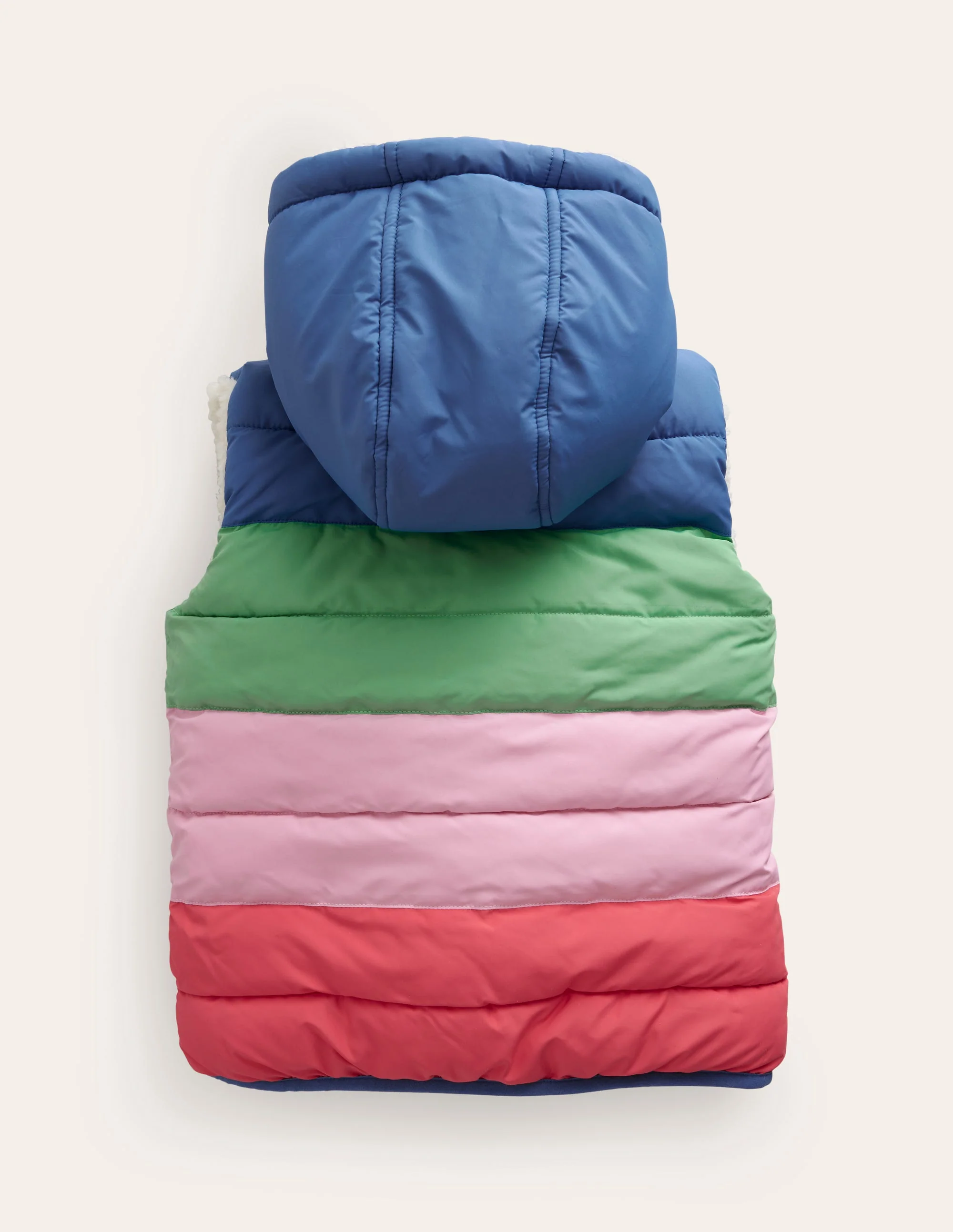 Borg Mix Reversible Gilet-Bubblegum Pink Colourblock - Image 2