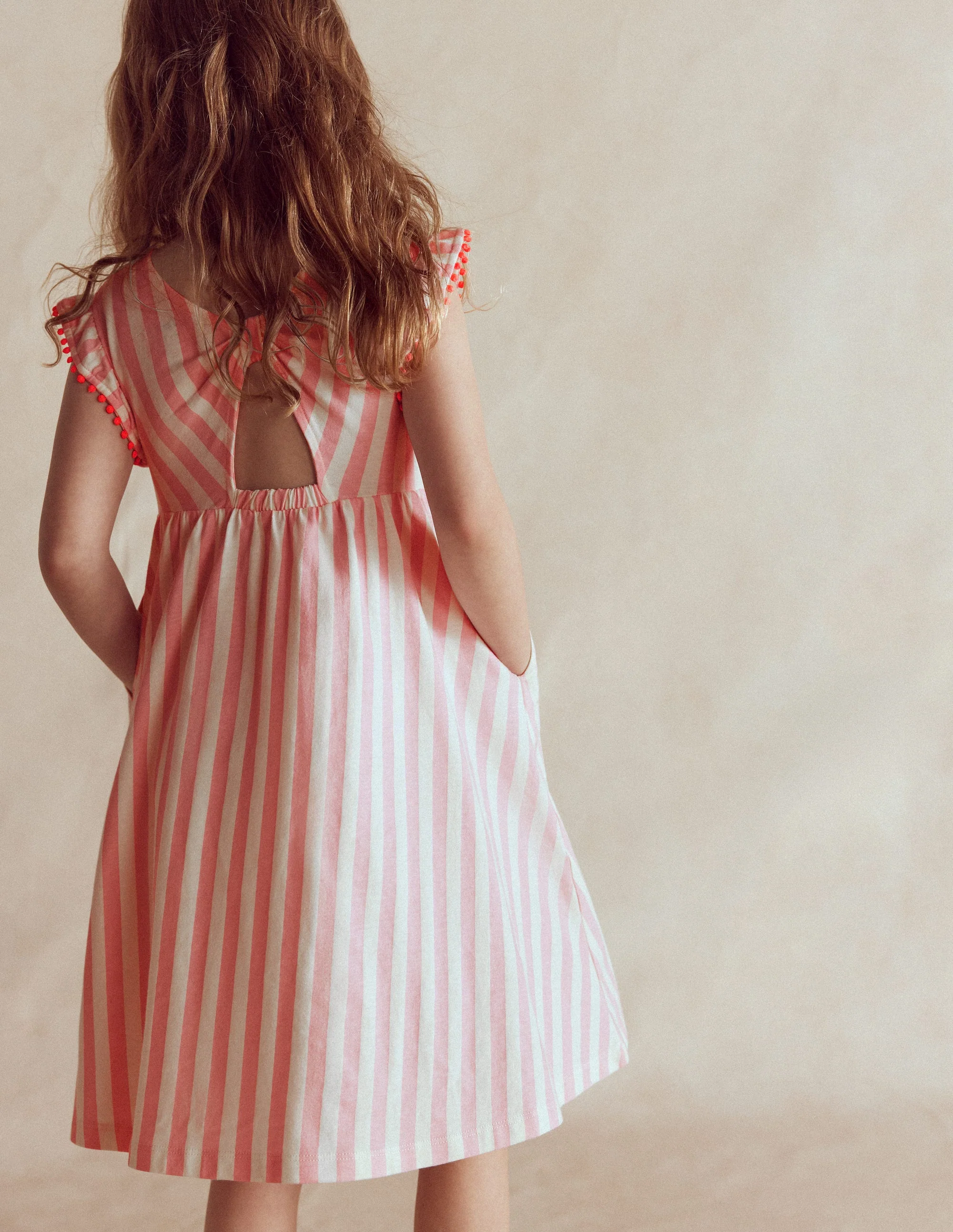 Bow Back Jersey Dress-Pink Stripe - Image 2