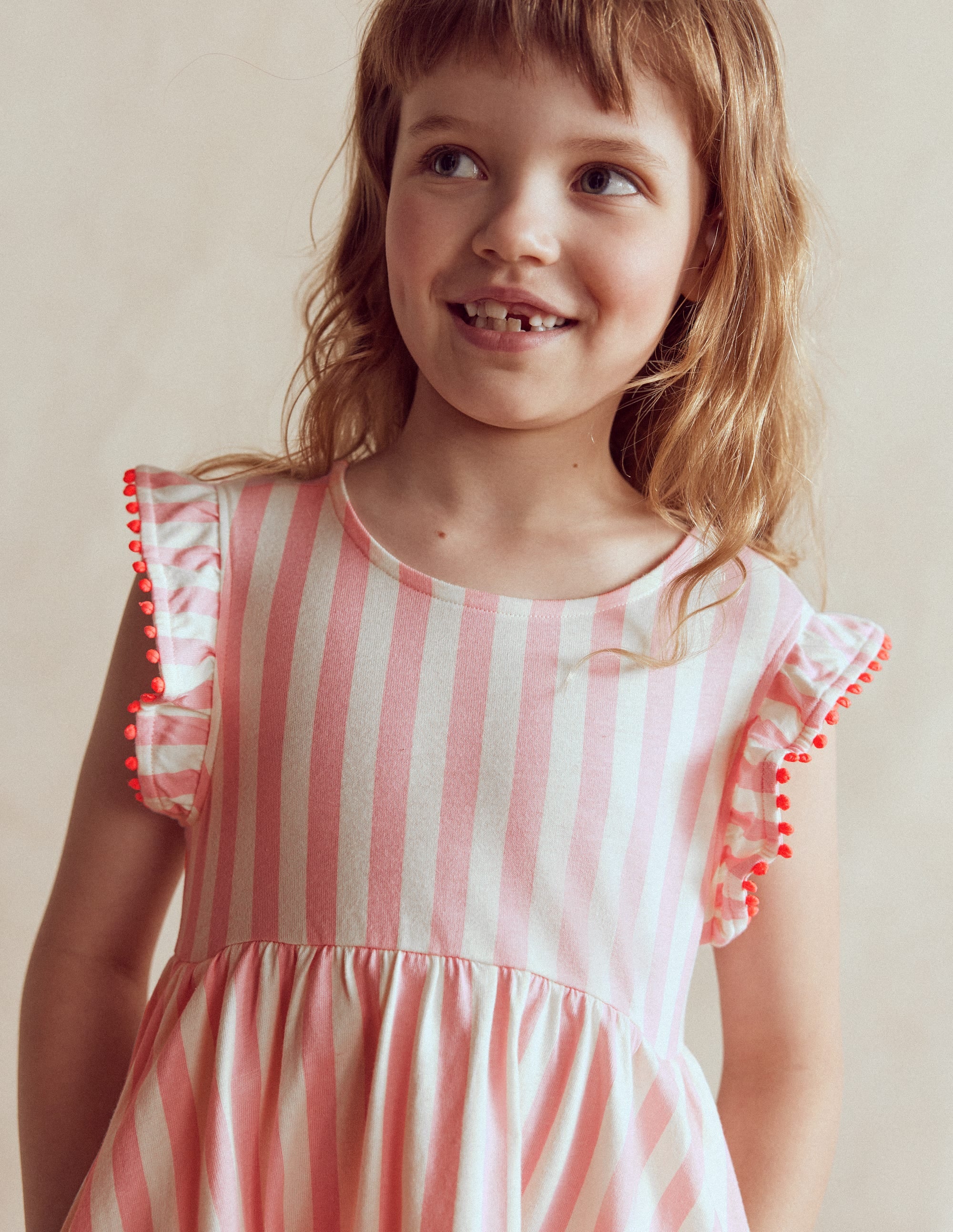 Bow Back Jersey Dress-Pink Stripe - Image 3