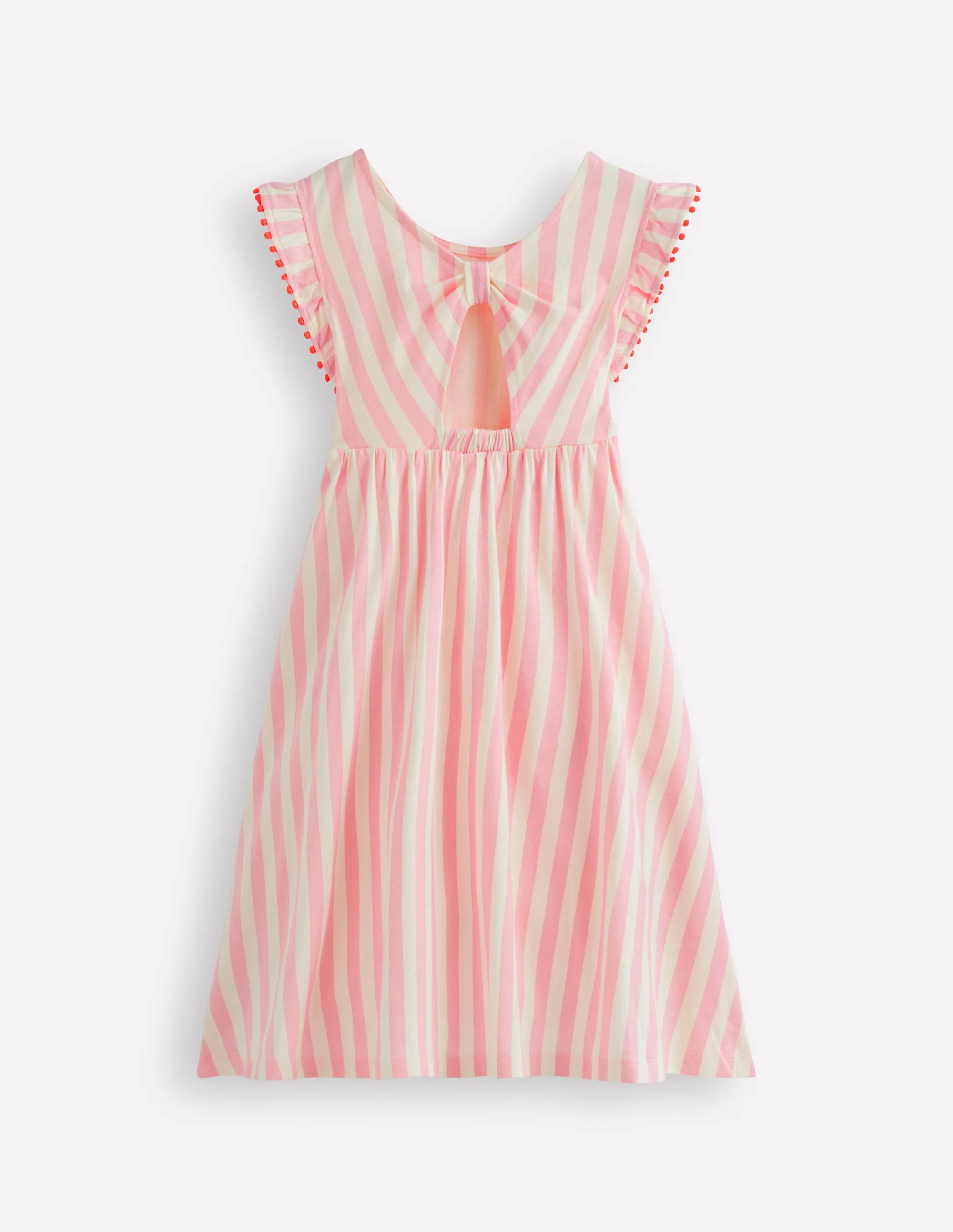 Bow Back Jersey Dress-Pink Stripe - Image 5