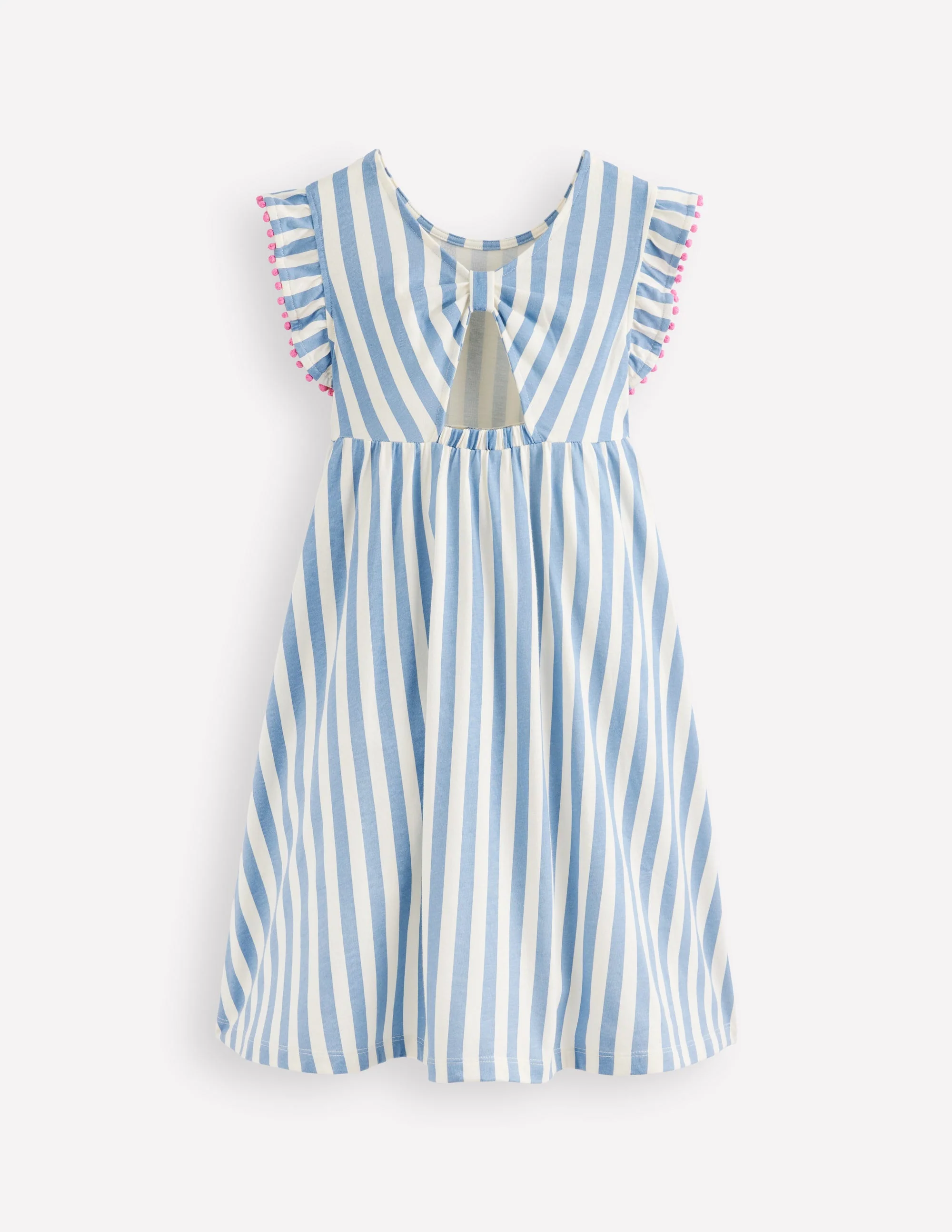 Bow Back Jersey Dress-Salt Blue/ Ivory Stripe - Image 4