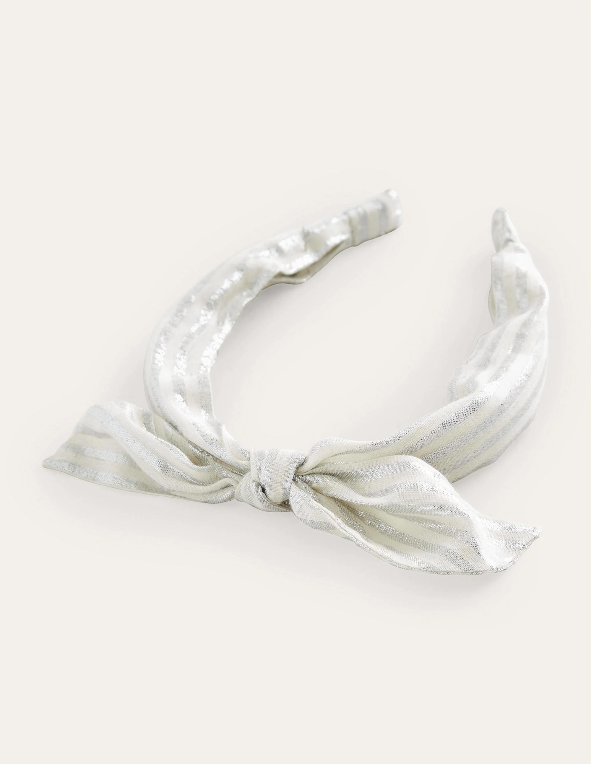 Bow Headband-Silver Metallic Stripe - Image 2