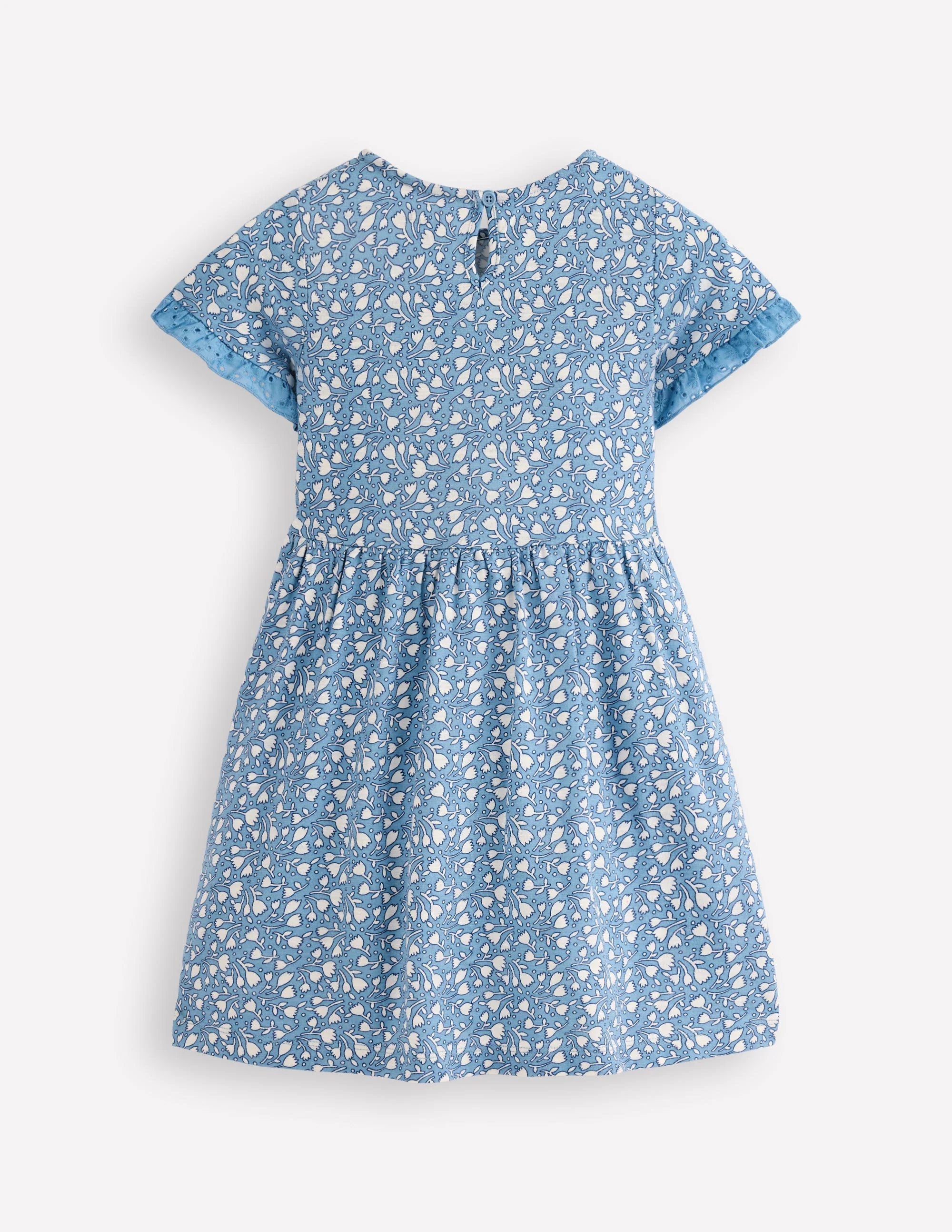 Broderie Pocket Jersey Dress-Glacier Blue Tiny Tulip - Image 2