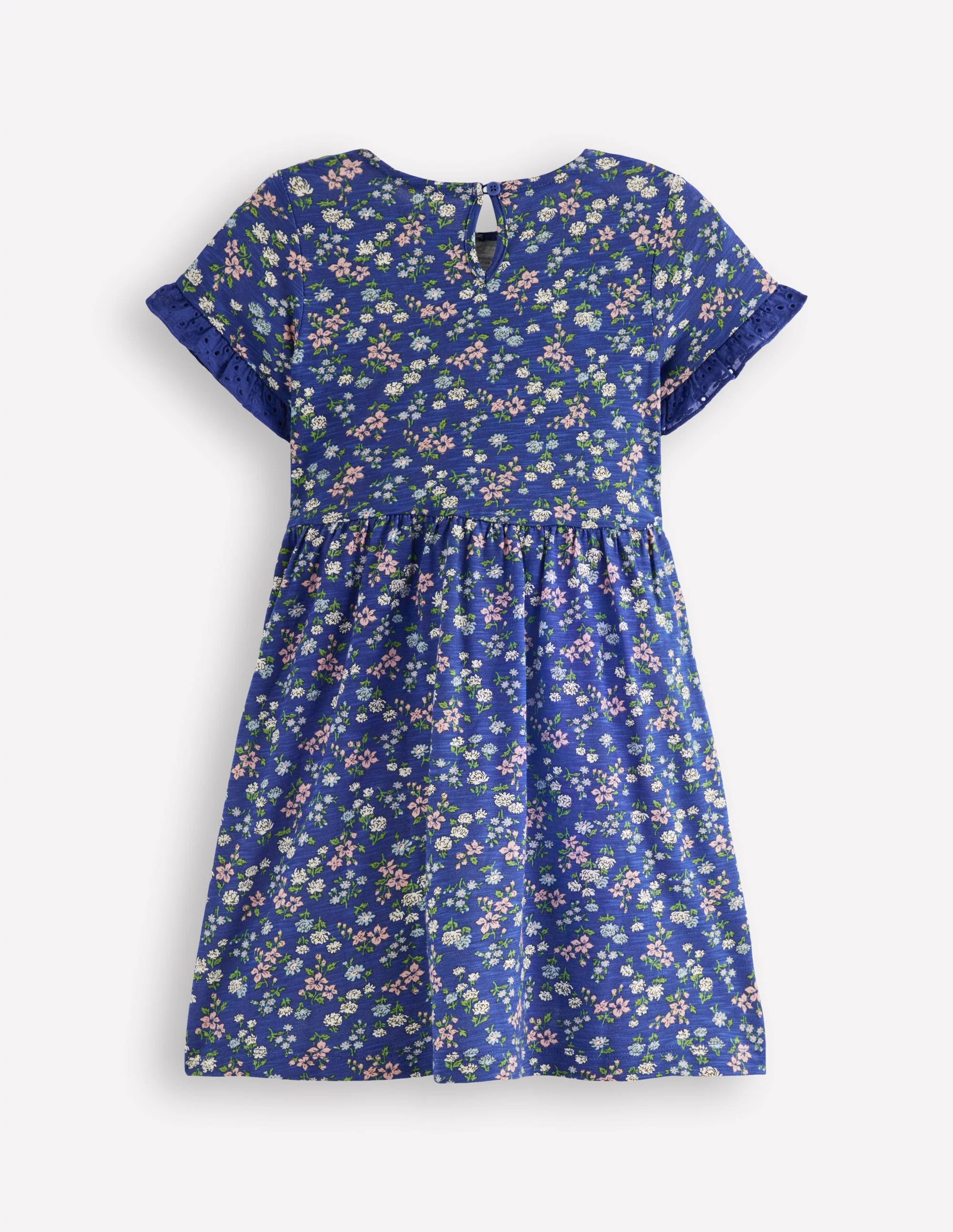 Broderie Pocket Jersey Dress-Sapphire Blue Meadow Floral - Image 2