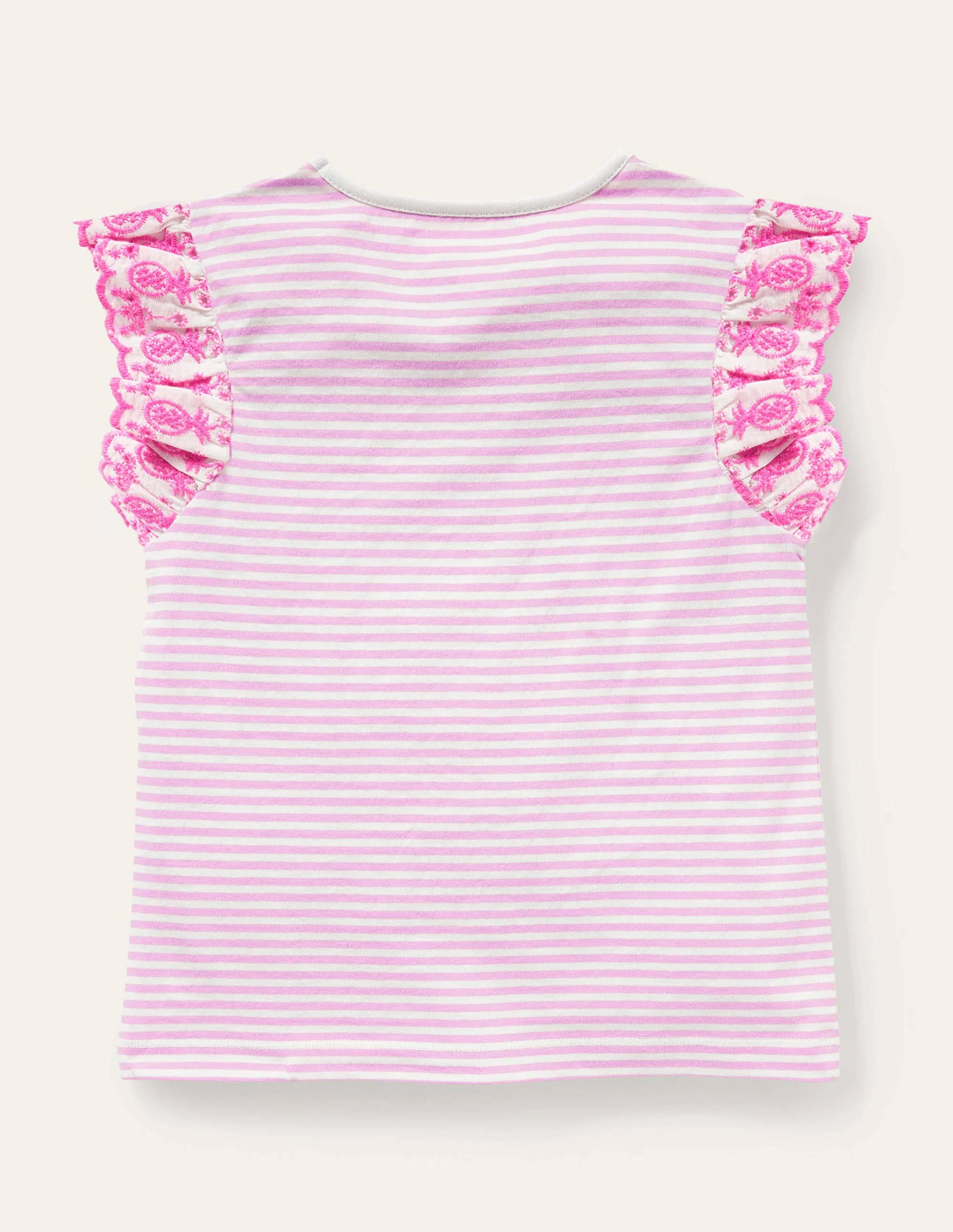 Broderie Sleeve Top-Rosebay Pink / Ivory - Image 2