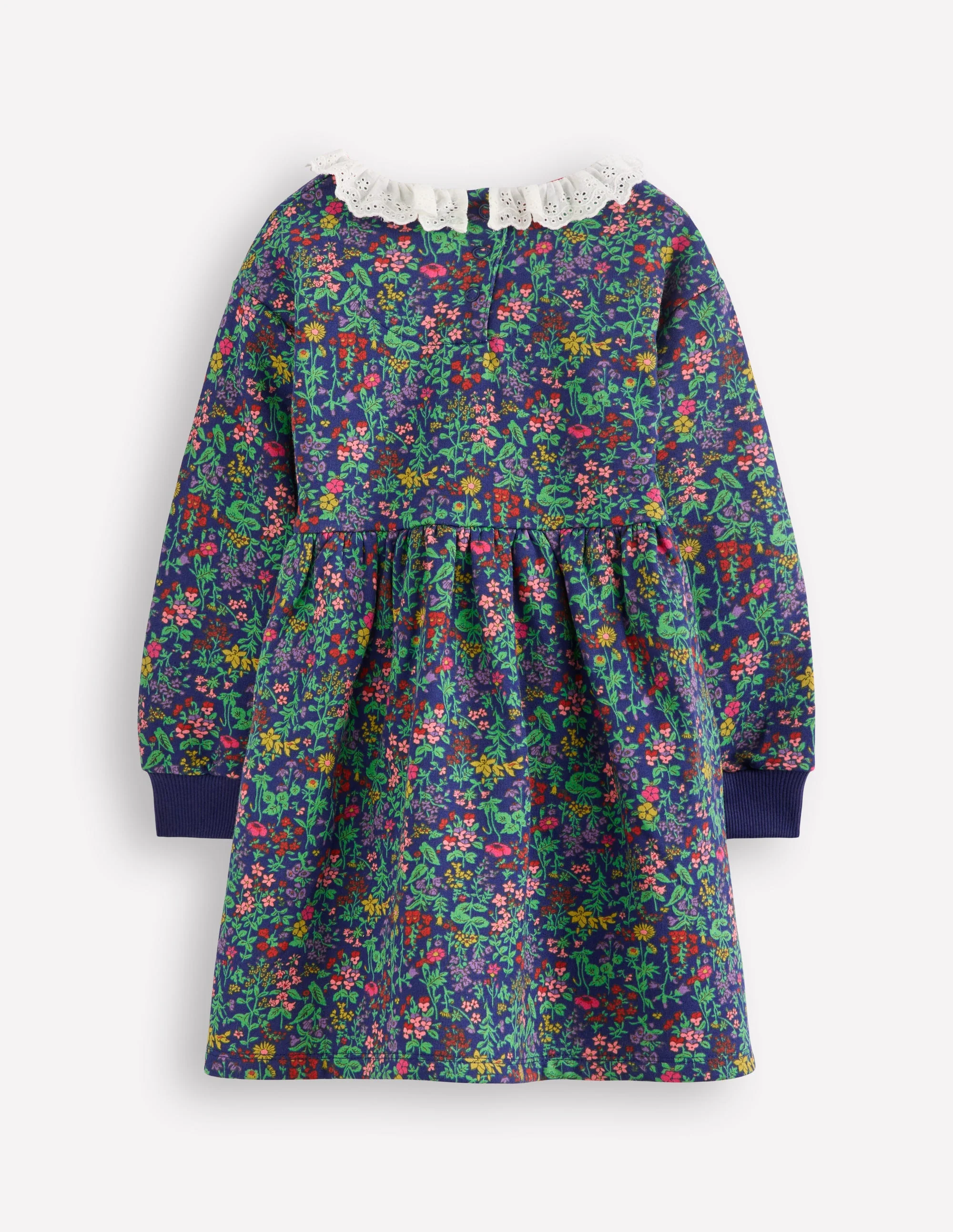 Broderie Sweatshirt Dress-College Navy Flower Meadow - Image 2