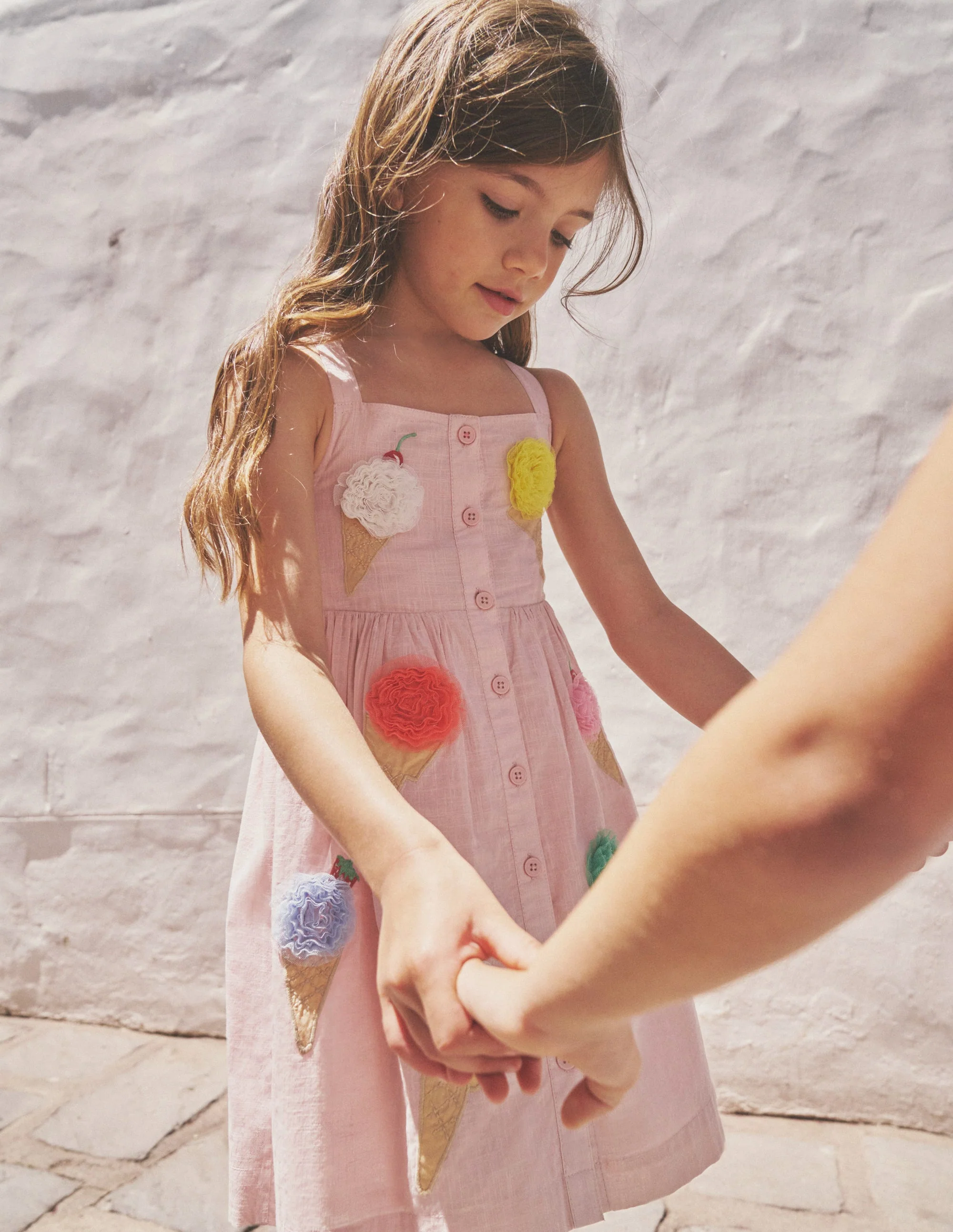 Button Through Logo Dress-Ballet Pink Ice Creams - Image 4