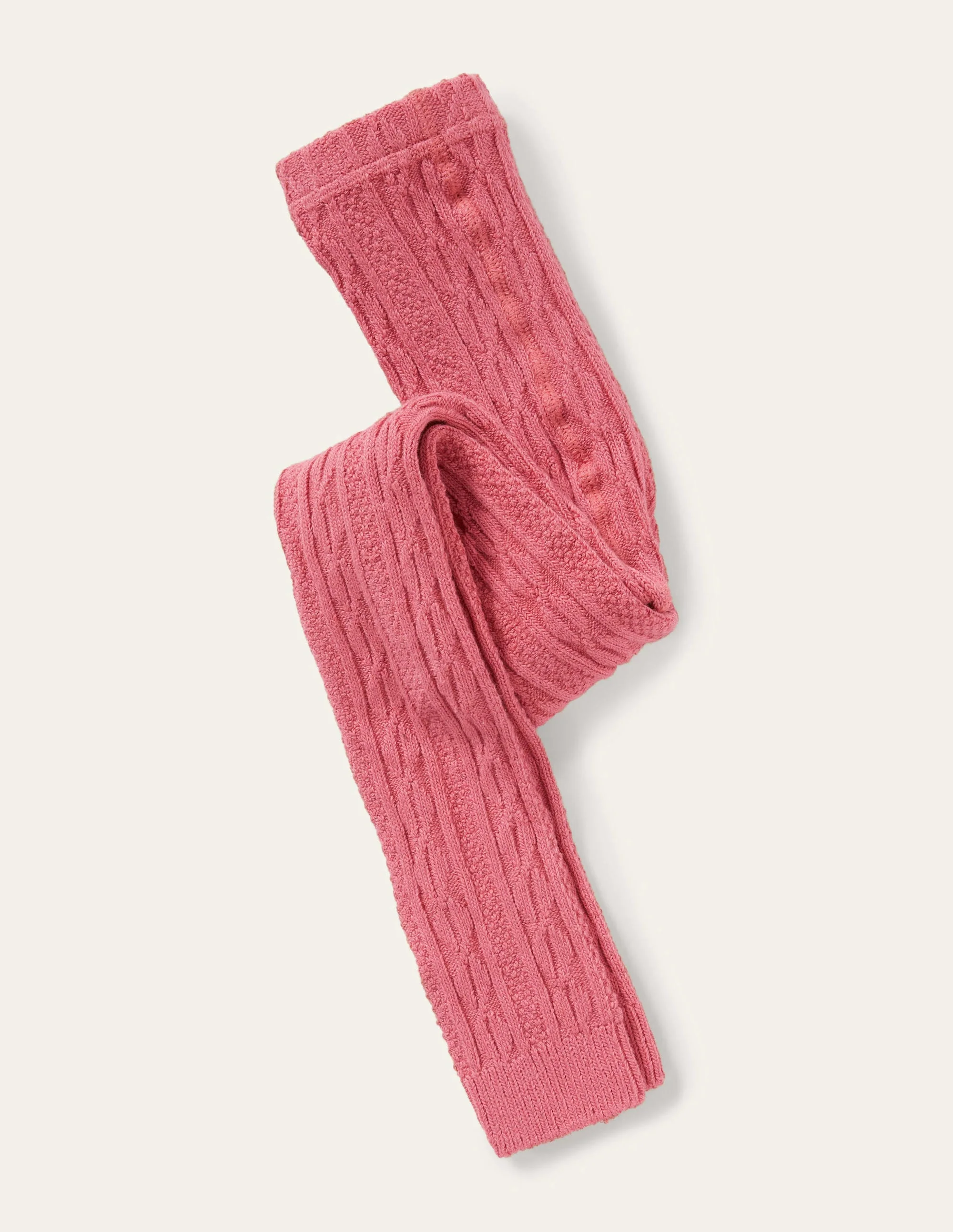 Cable Footless Tights-Autumn Rose Pink