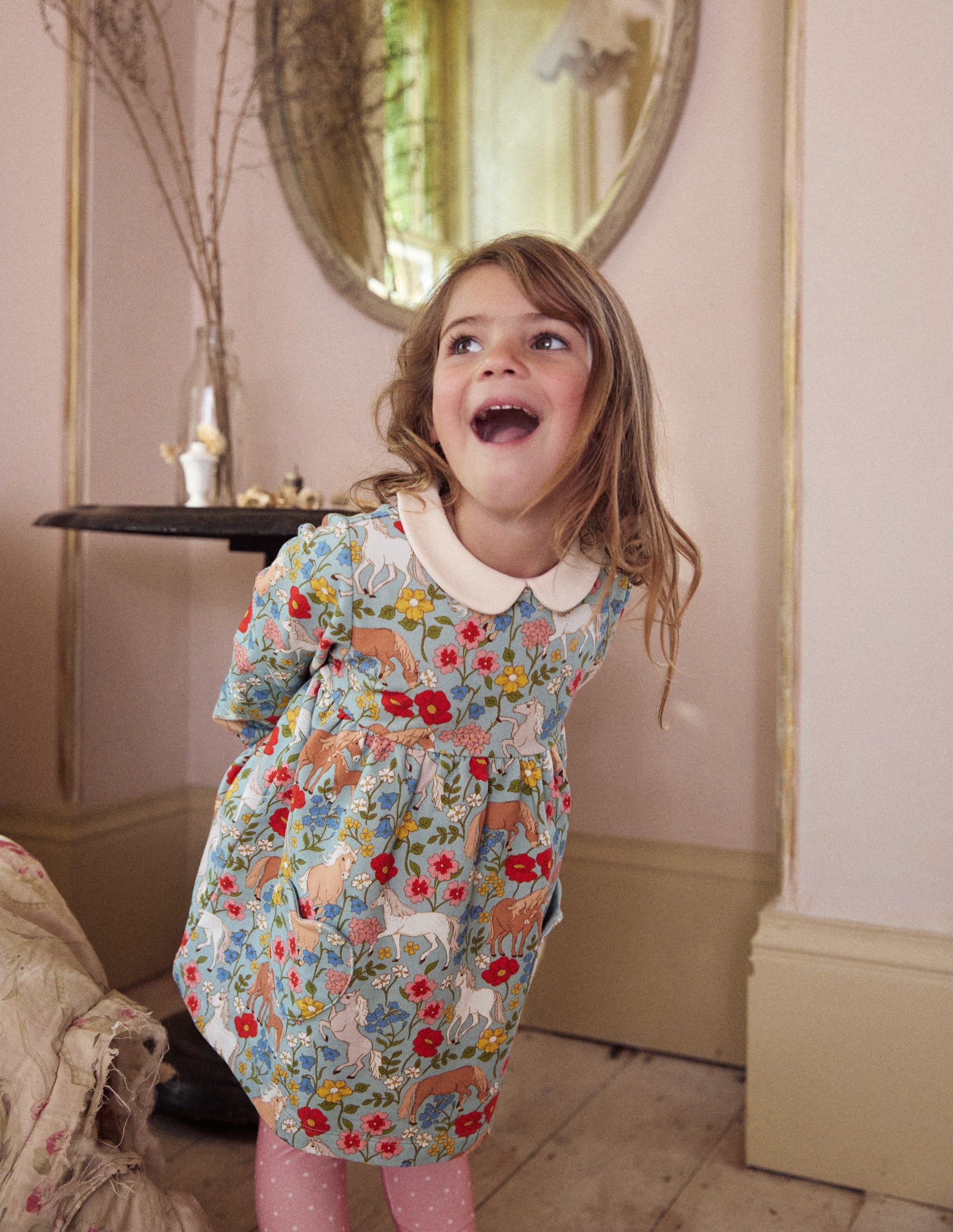 Collared Tunic-Blue Pony Floral - Image 4