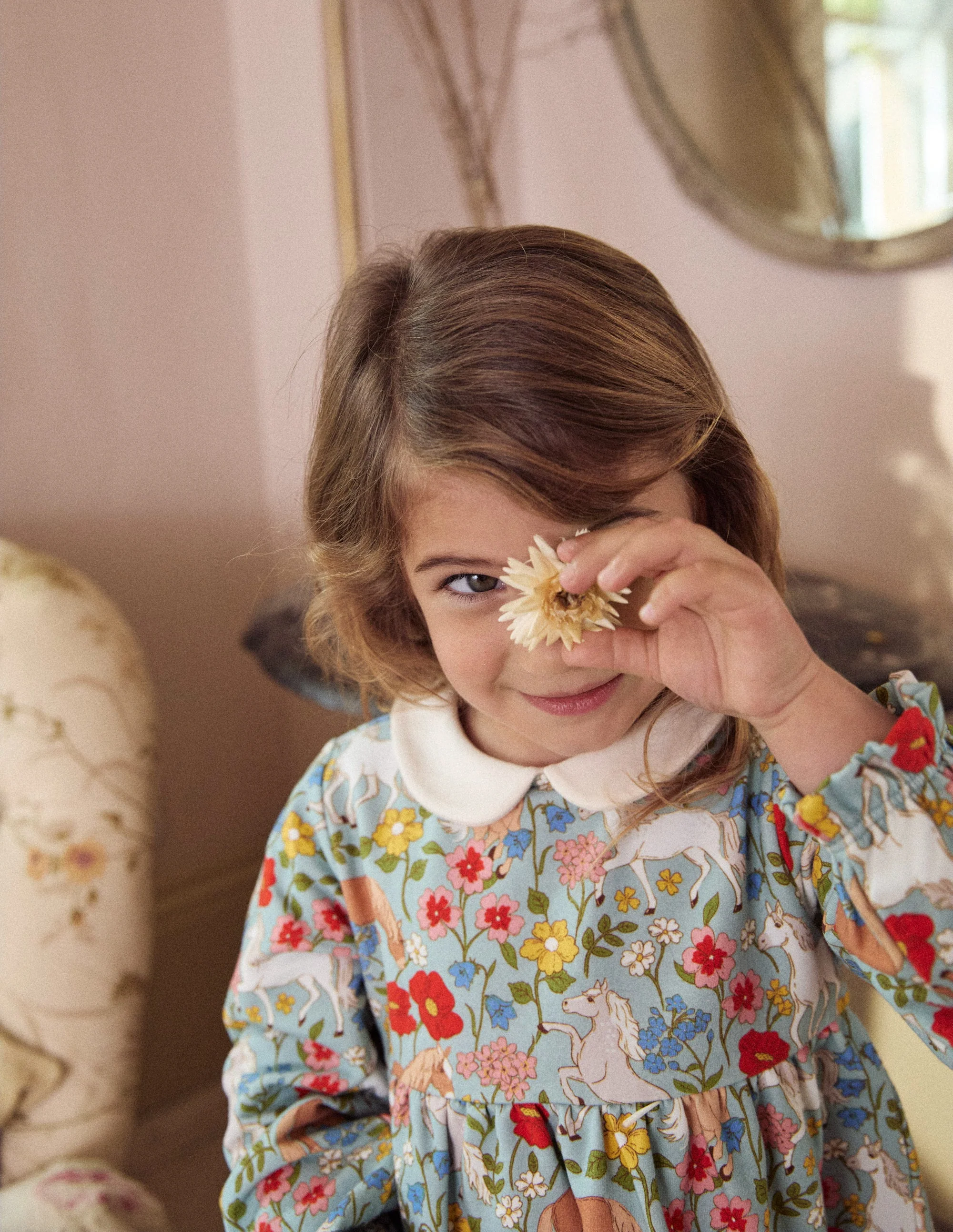 Collared Tunic-Blue Pony Floral - Image 5
