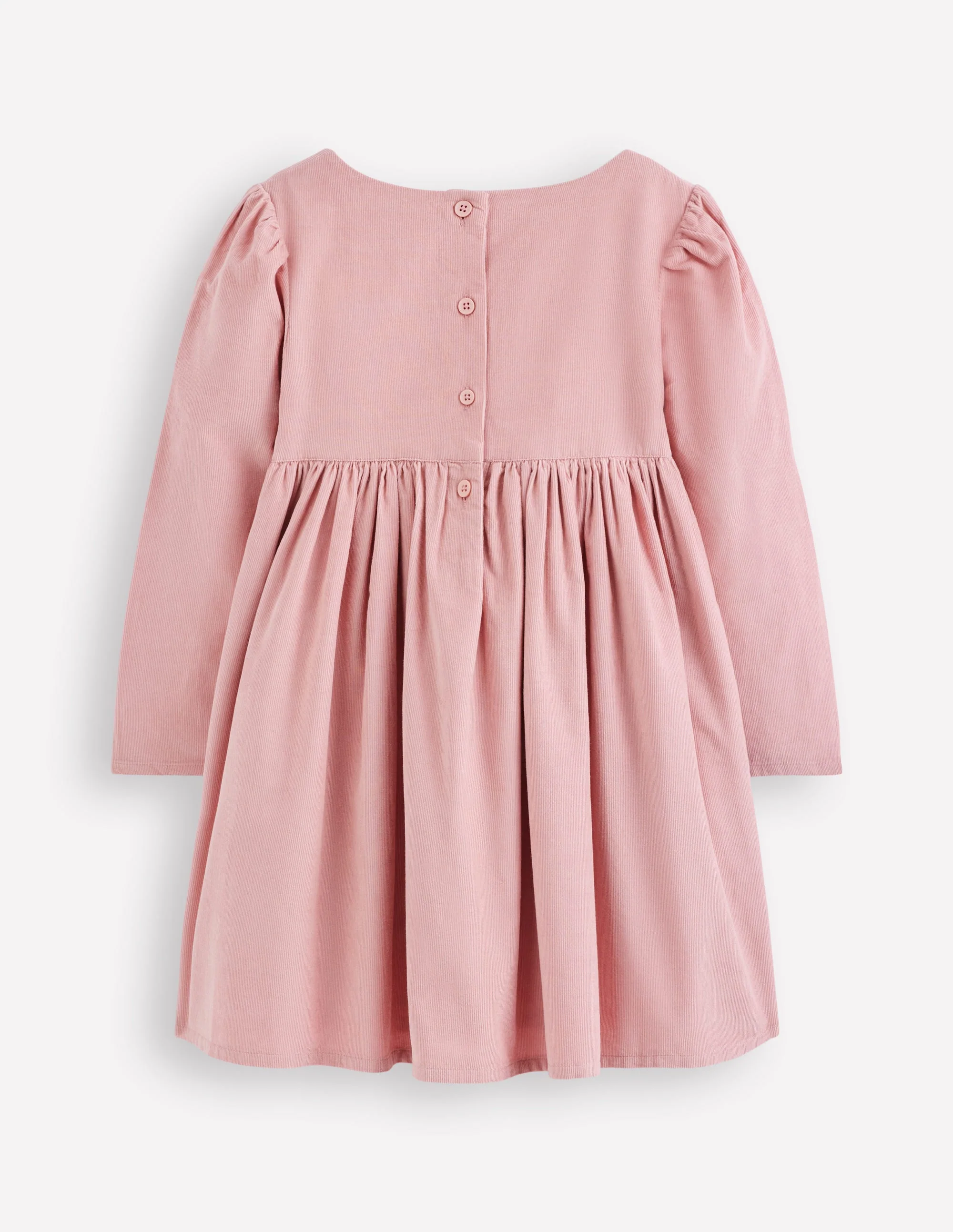 Corduroy Appliqué Dress-Almond Pink Flower - Image 2