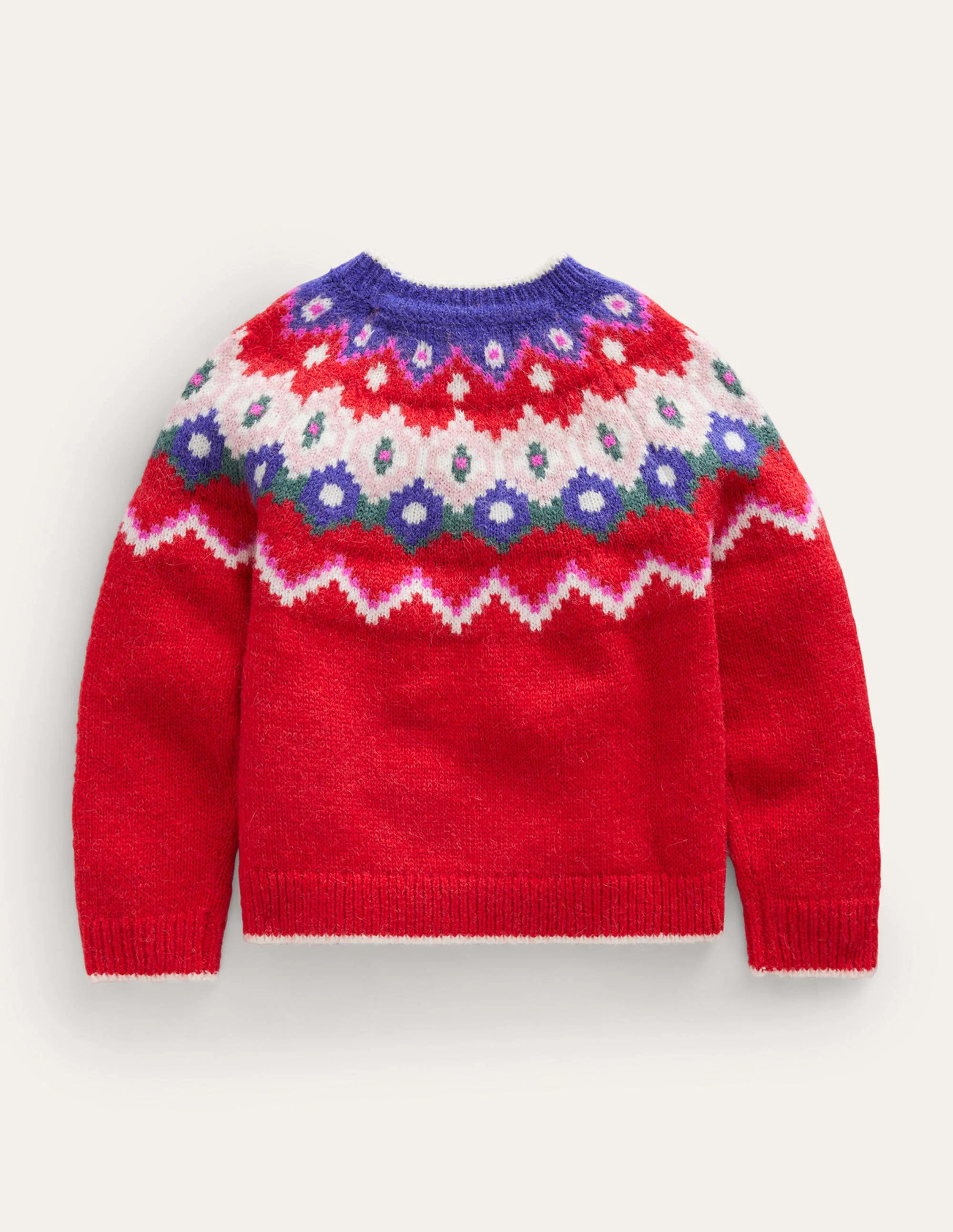 Cosy Fair Isle Sweater-Jam Red - Image 2
