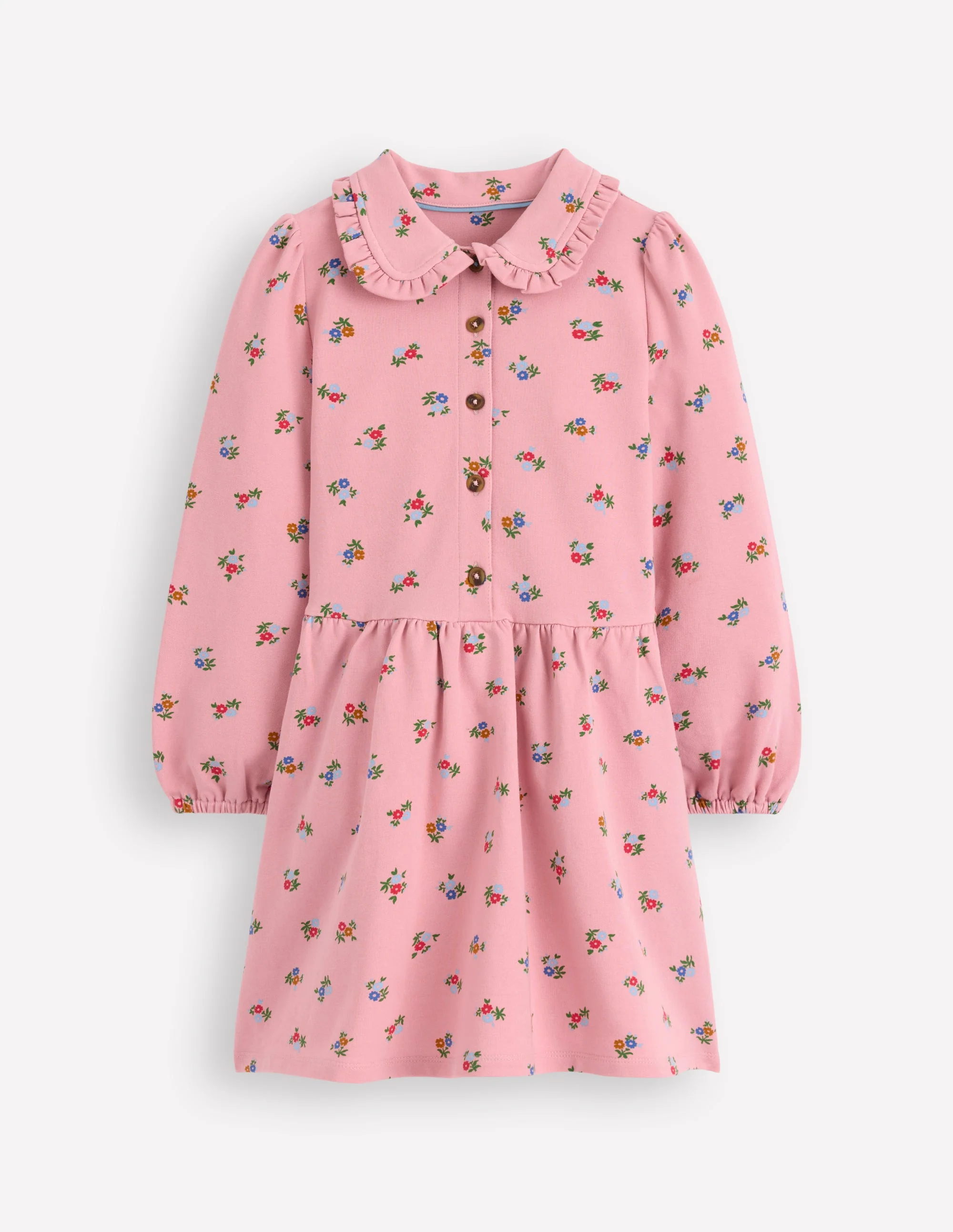 Cosy Jersey Shirt Dress-Vintage Pink Spaced Ditsy - Image 5