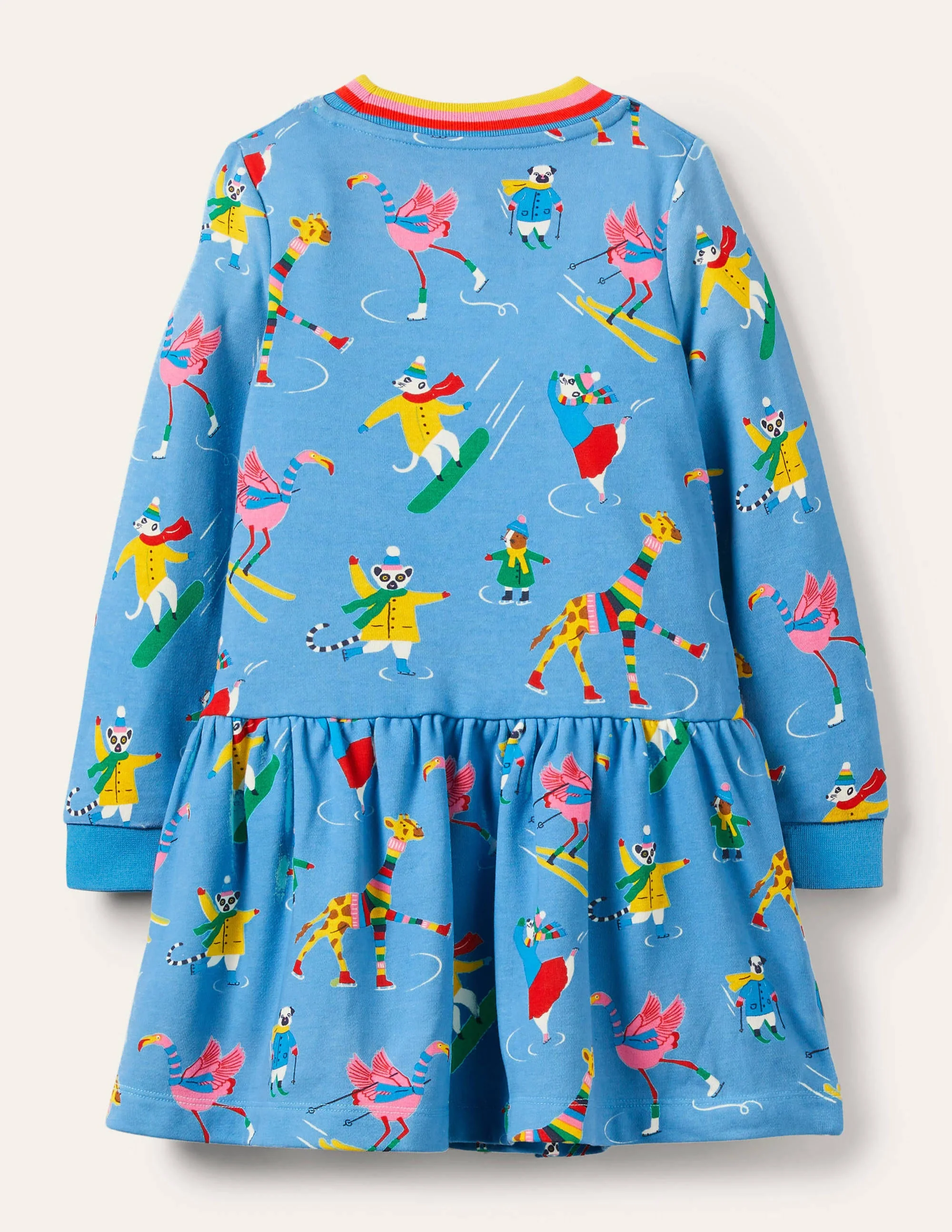Cosy Printed Sweatshirt Dress-Surfboard Blue Animal Antics - Image 2
