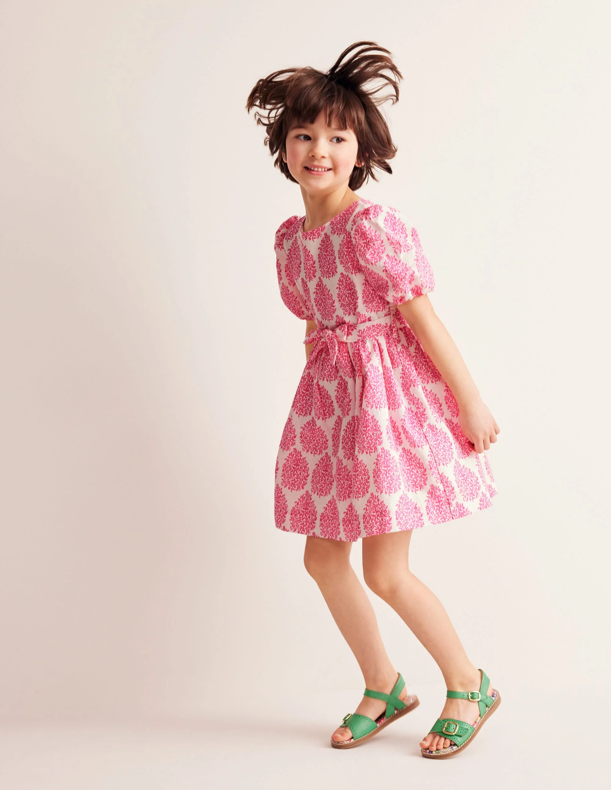 Cotton Linen Vintage Dress-Pink Floret Paisley