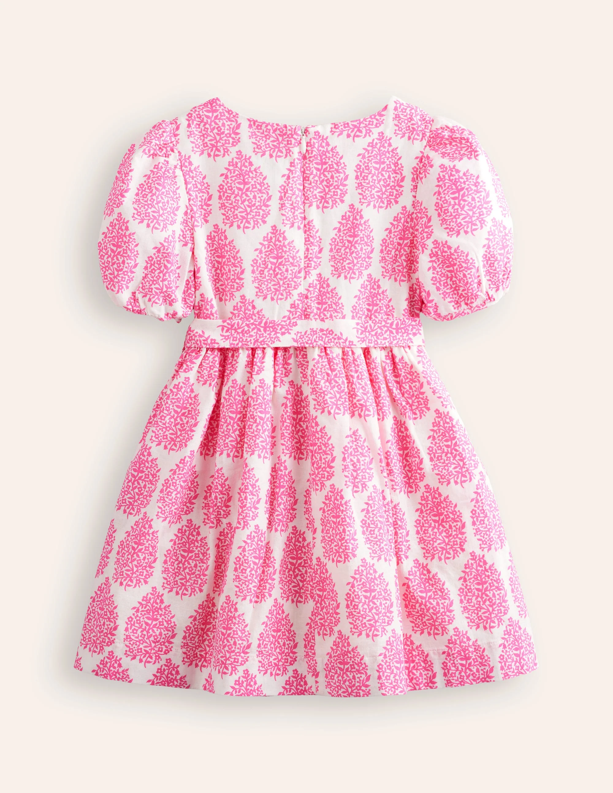 Cotton Linen Vintage Dress-Pink Floret Paisley - Image 5