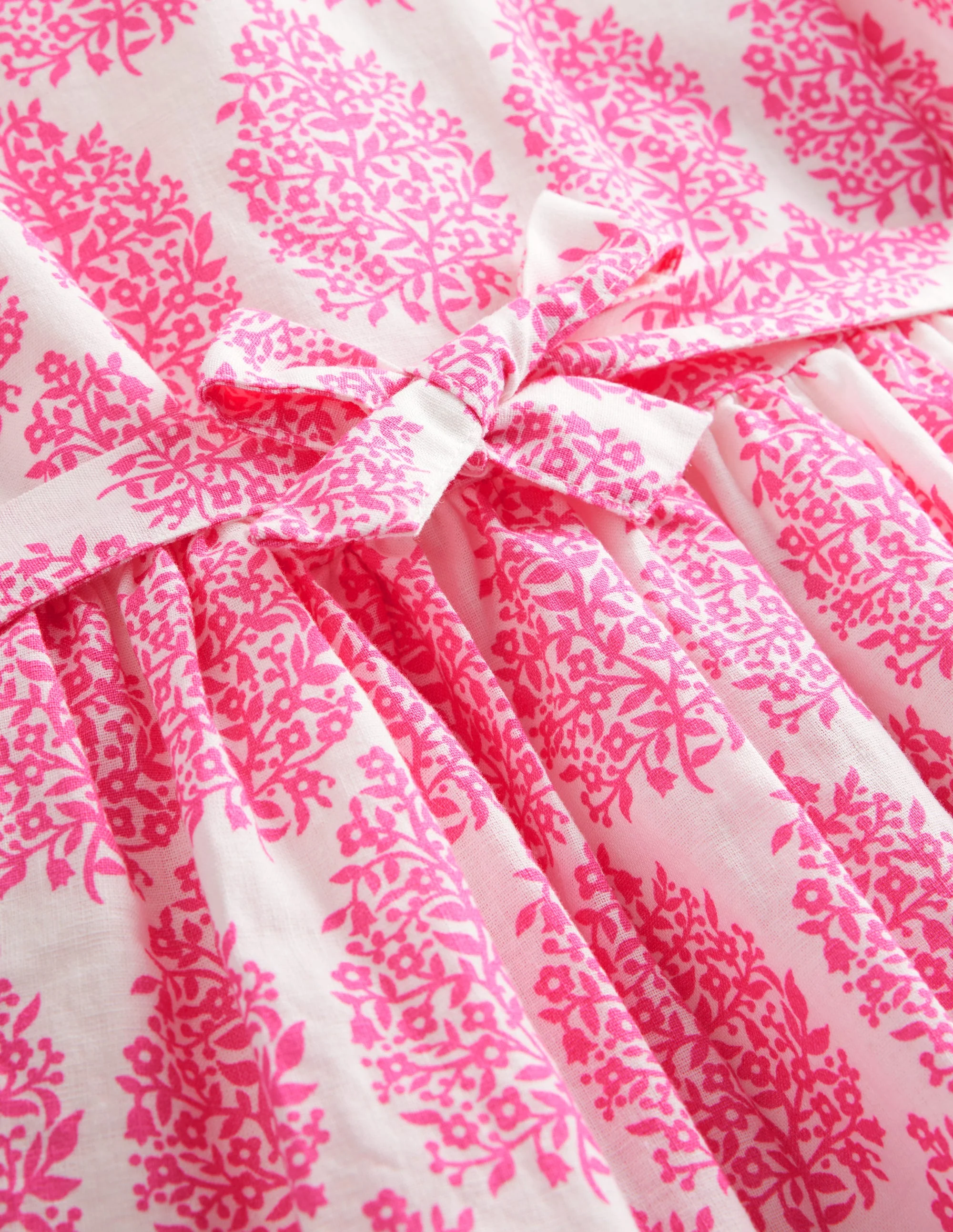 Cotton Linen Vintage Dress-Pink Floret Paisley - Image 6