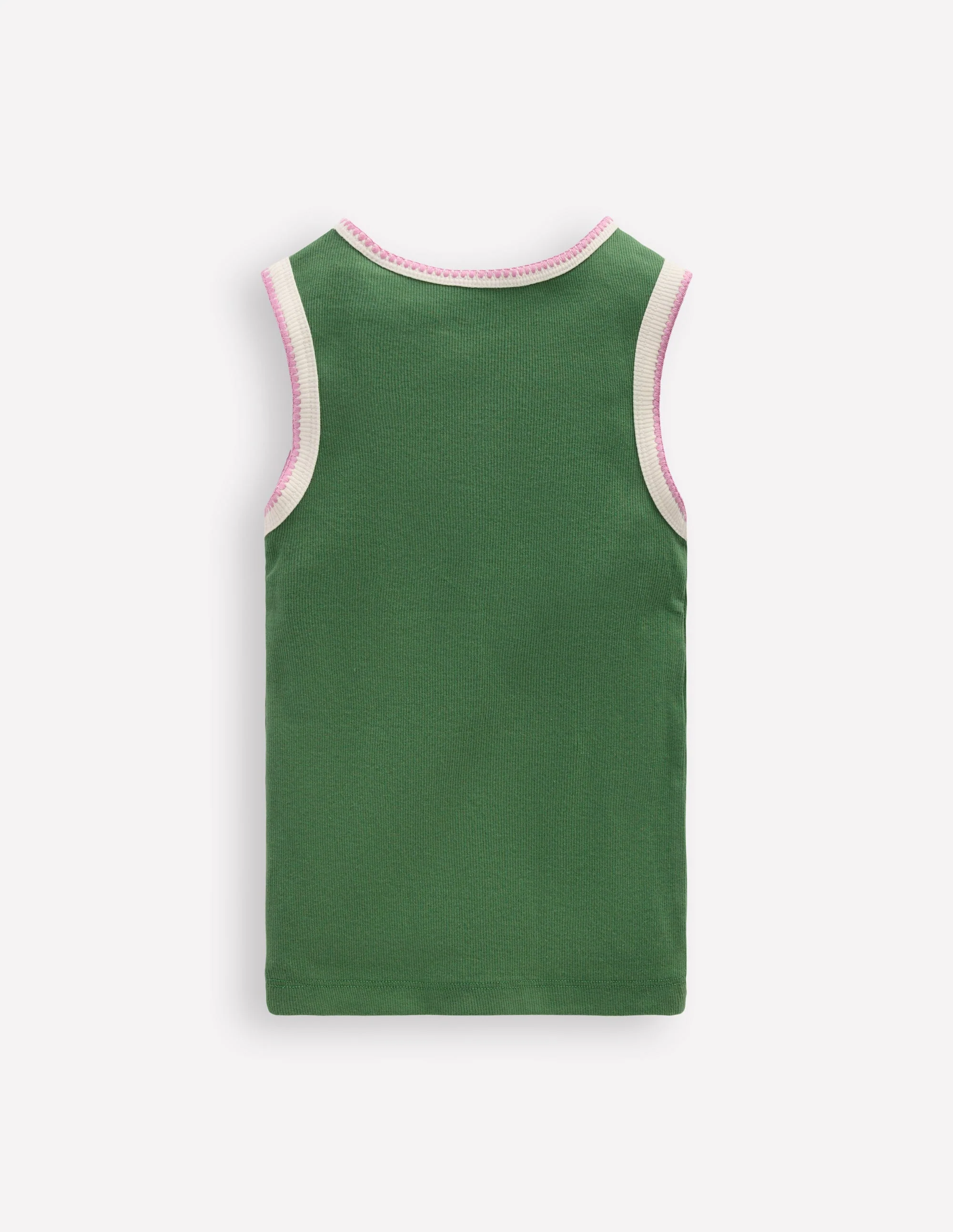 Crochet Trim Ribbed Vest-Willow Green - Image 2