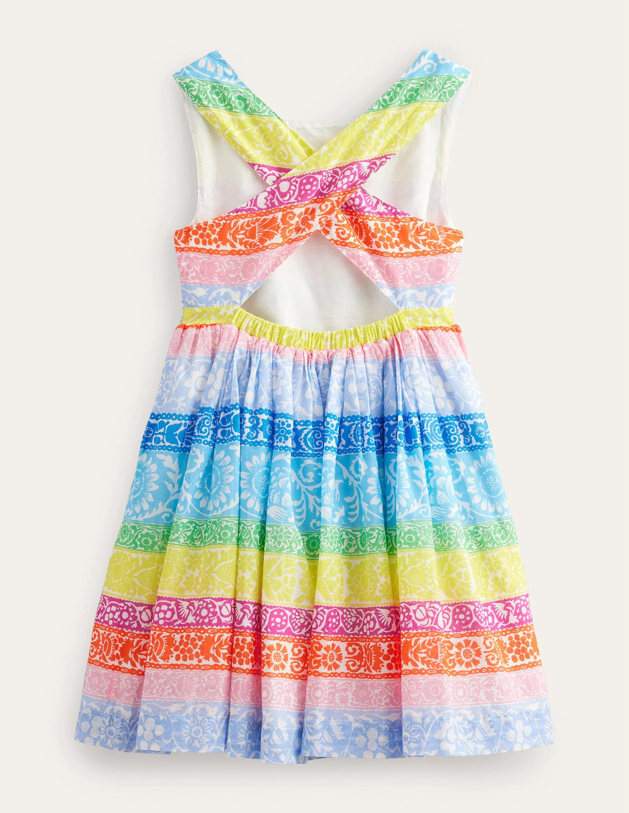 Cross-Back Dress-Multi Wallpaper Stripe - Image 2