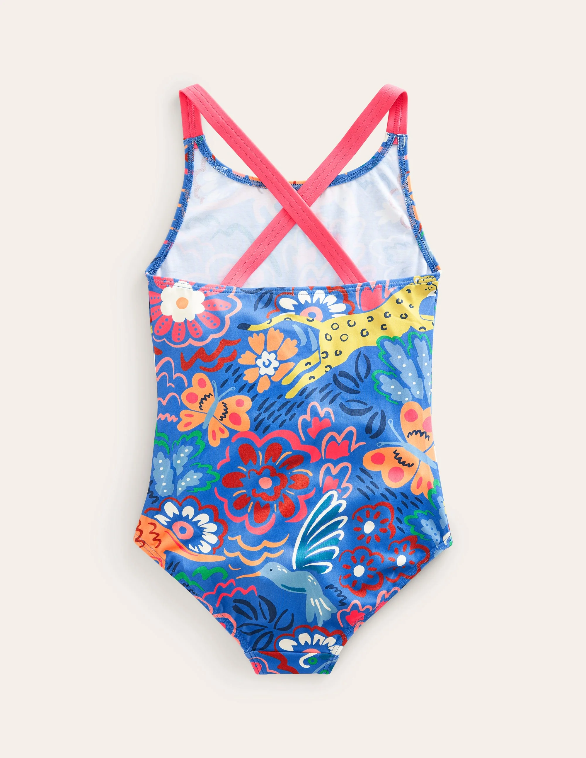 Cross-back Printed Swimsuit-Blue Leopard Safari - Image 2