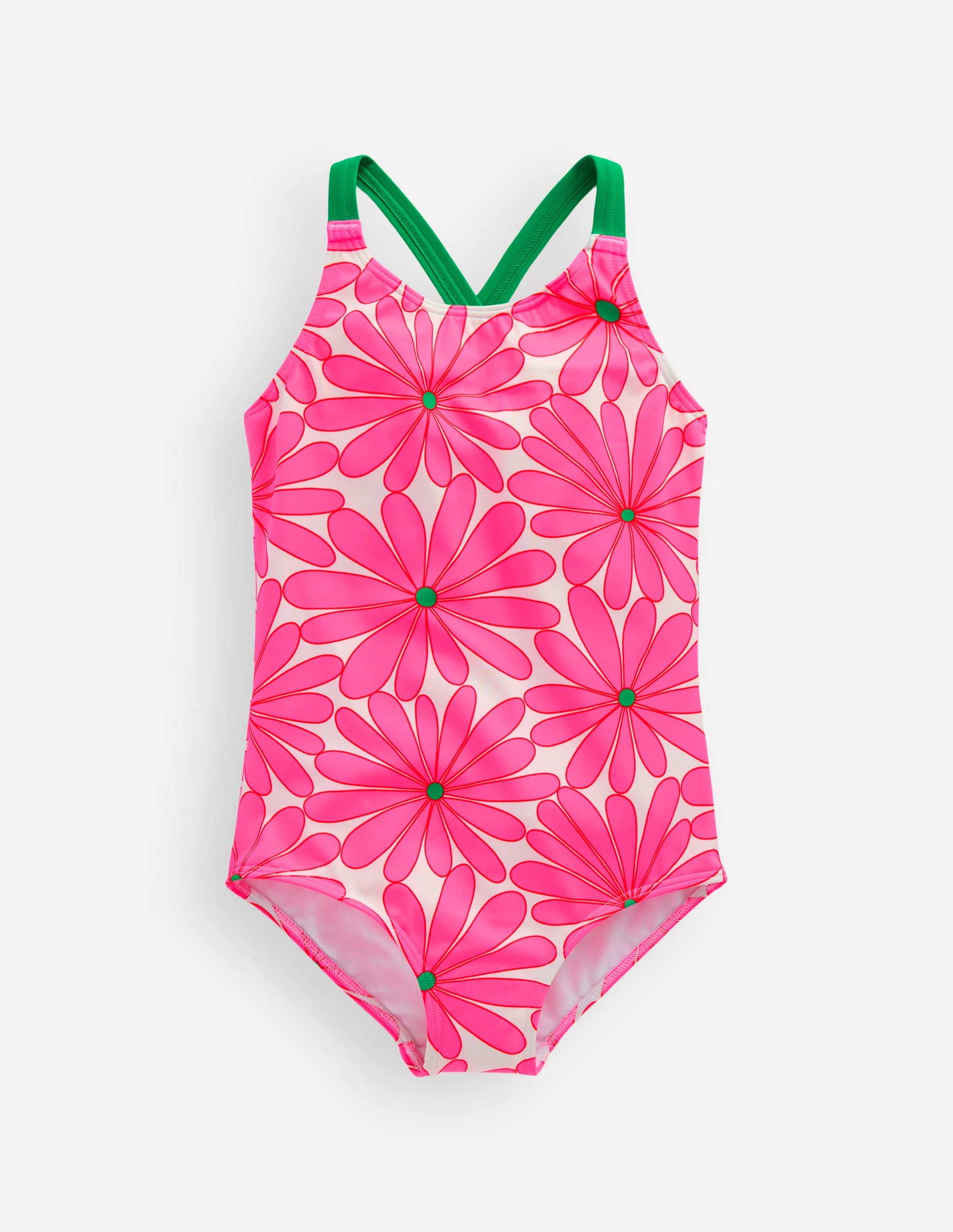 Cross-Back Printed Swimsuit-Festival Pink Daisy - Image 3