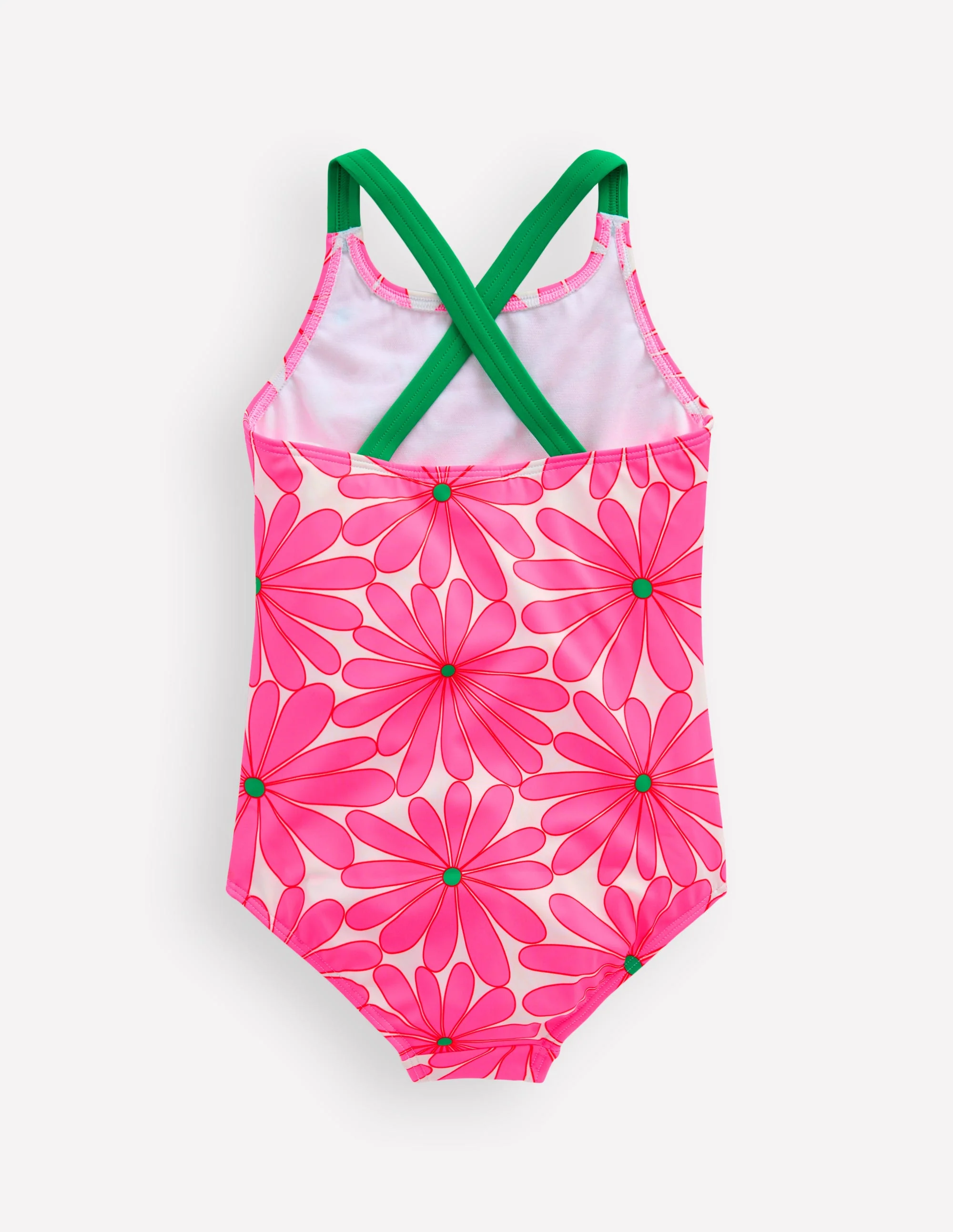 Cross-Back Printed Swimsuit-Festival Pink Daisy - Image 4