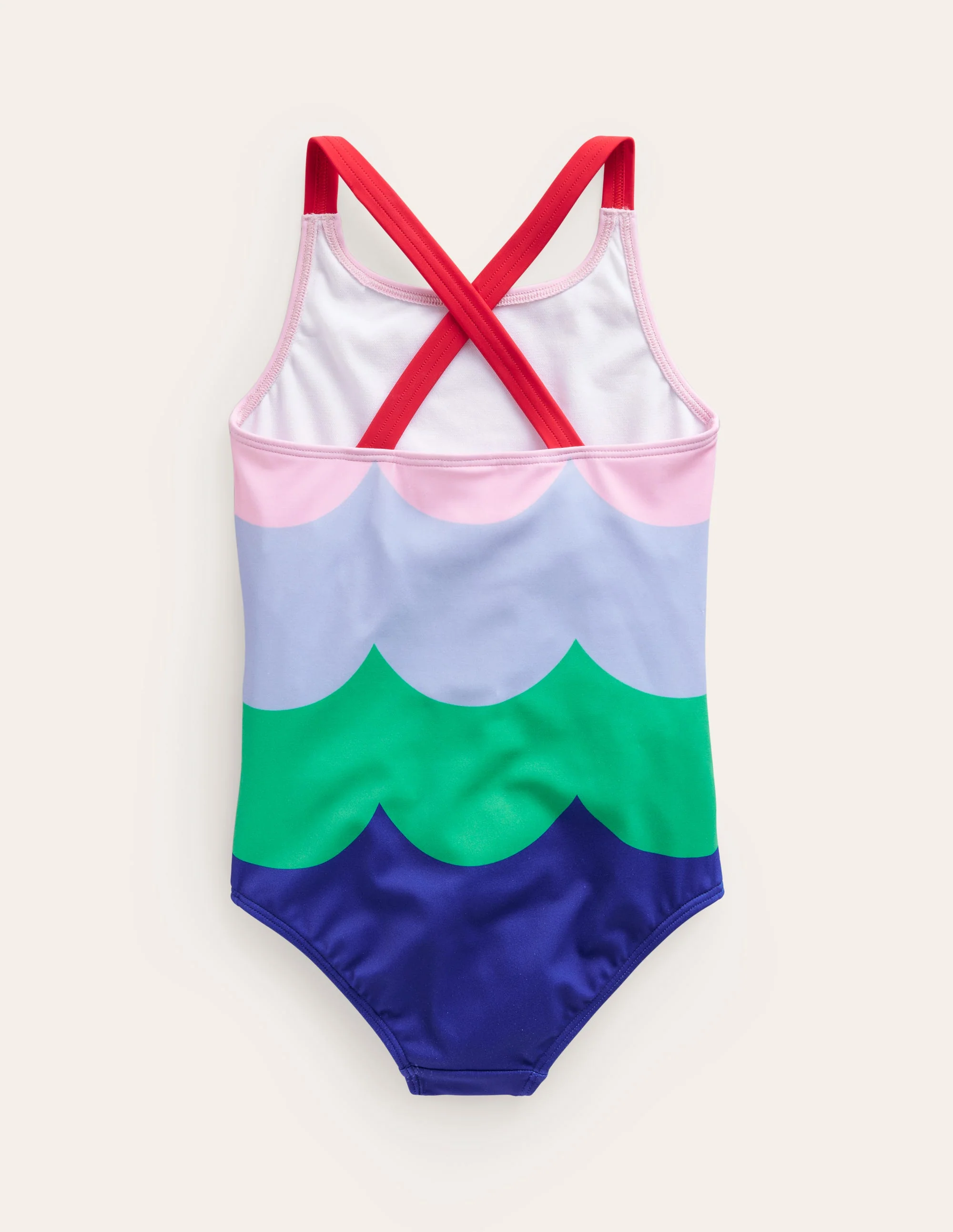 Cross-back Printed Swimsuit-Multi Wave Stripe - Image 2