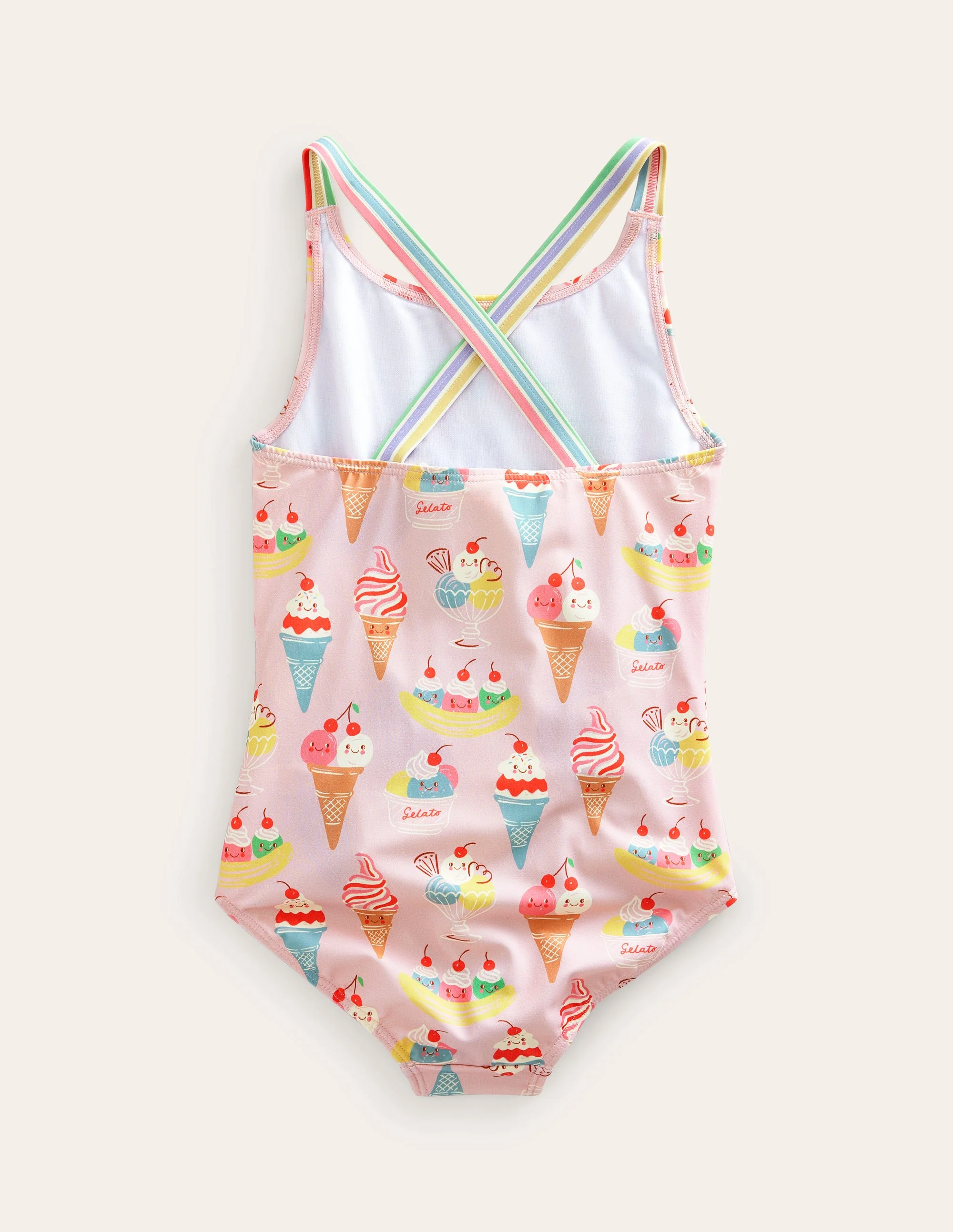 Cross-back Printed Swimsuit-Pink Tourmaline Ice Cream - Image 2