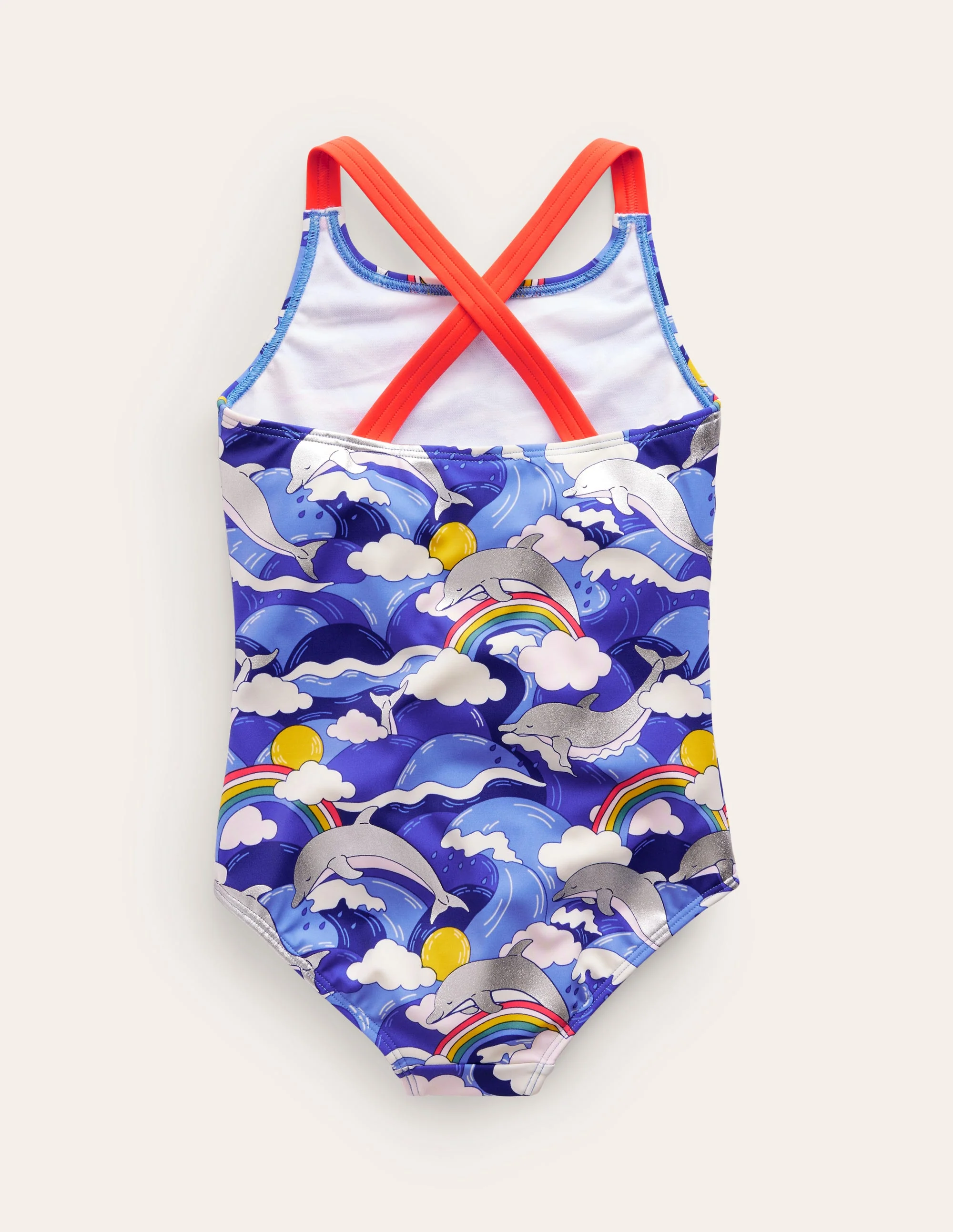 Cross-back Printed Swimsuit-Ultramarine Foil Dolphin - Image 2