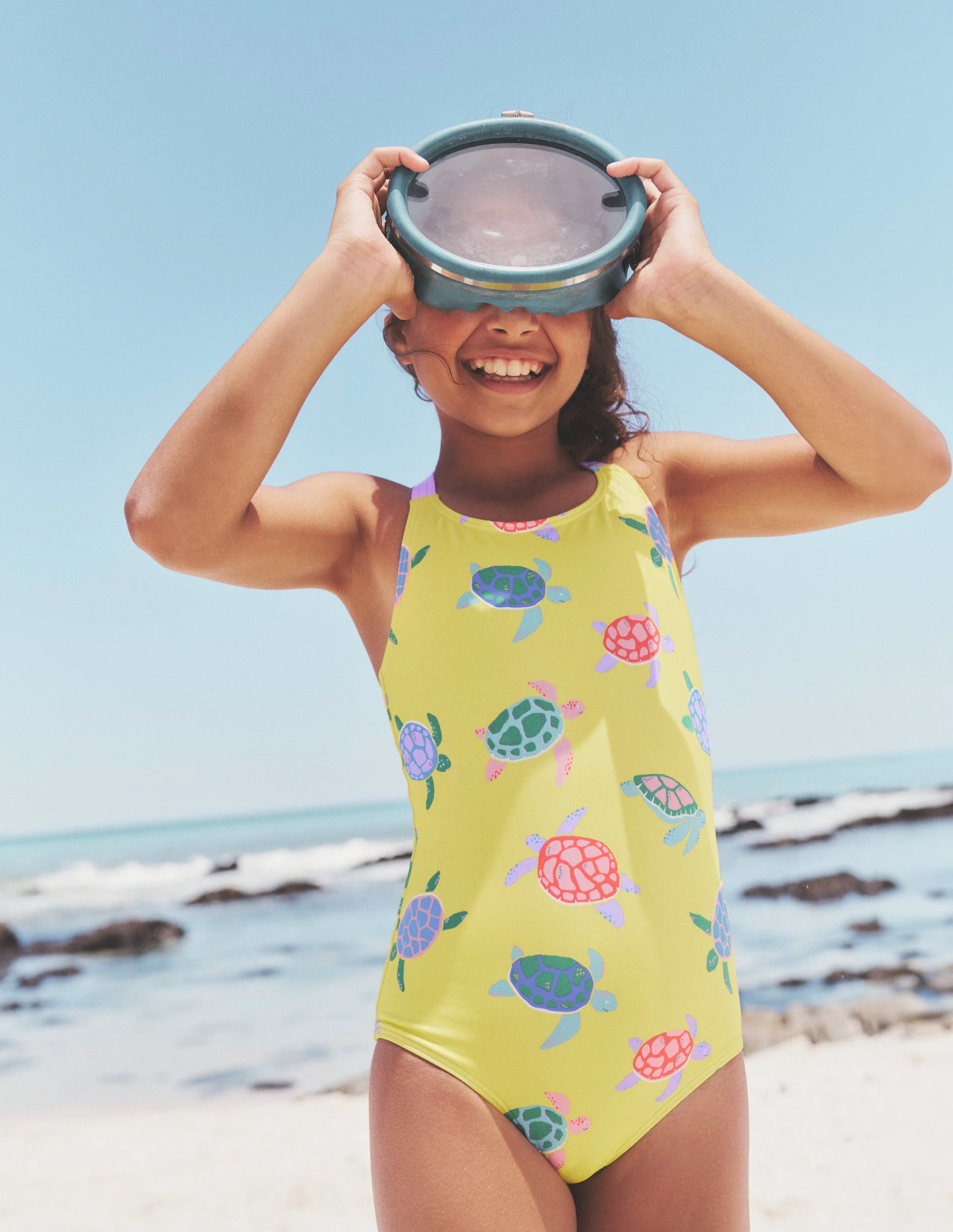 Cross-back Printed Swimsuit-Zest Yellow Turtles - Image 4