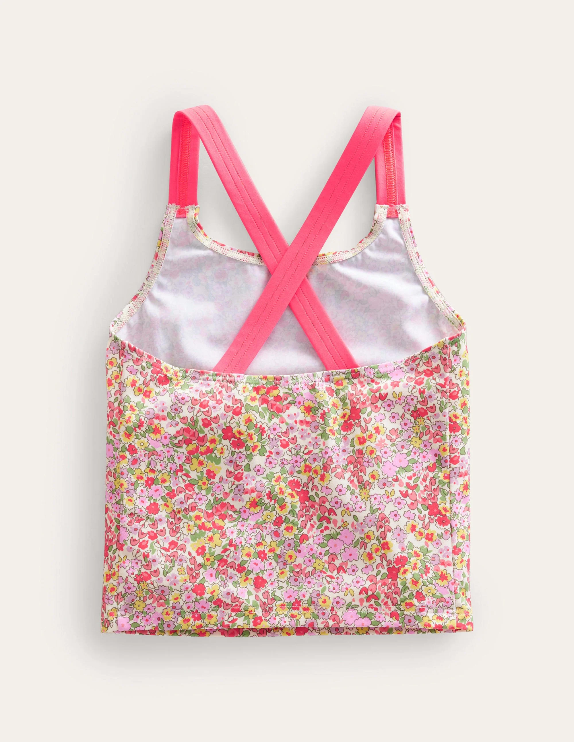 Cross Back Tankini Top-Vanilla Pod Spring Time Floral - Image 2