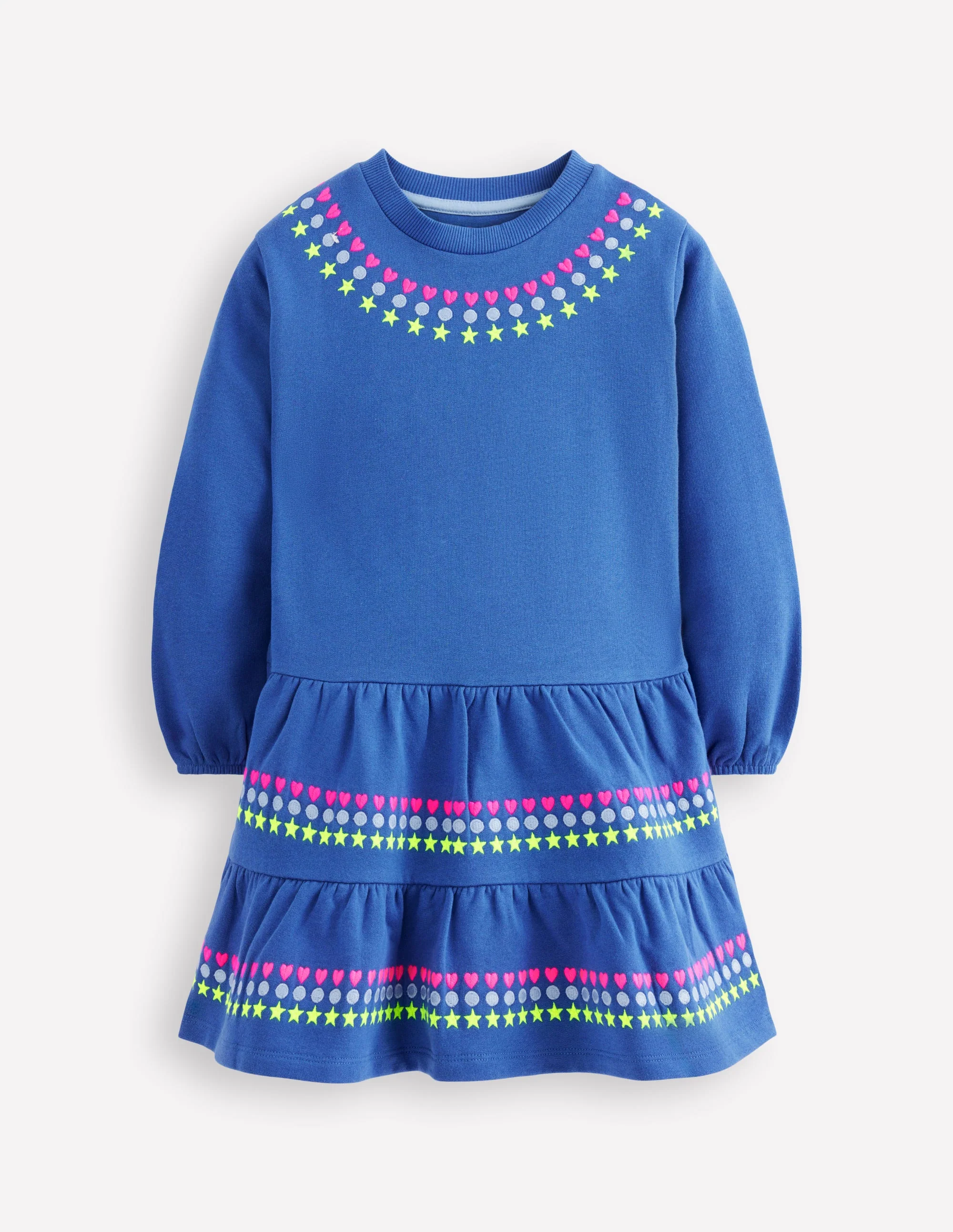 Drop Waist Sweatshirt Dress-Bluejay Embroidery - Image 3