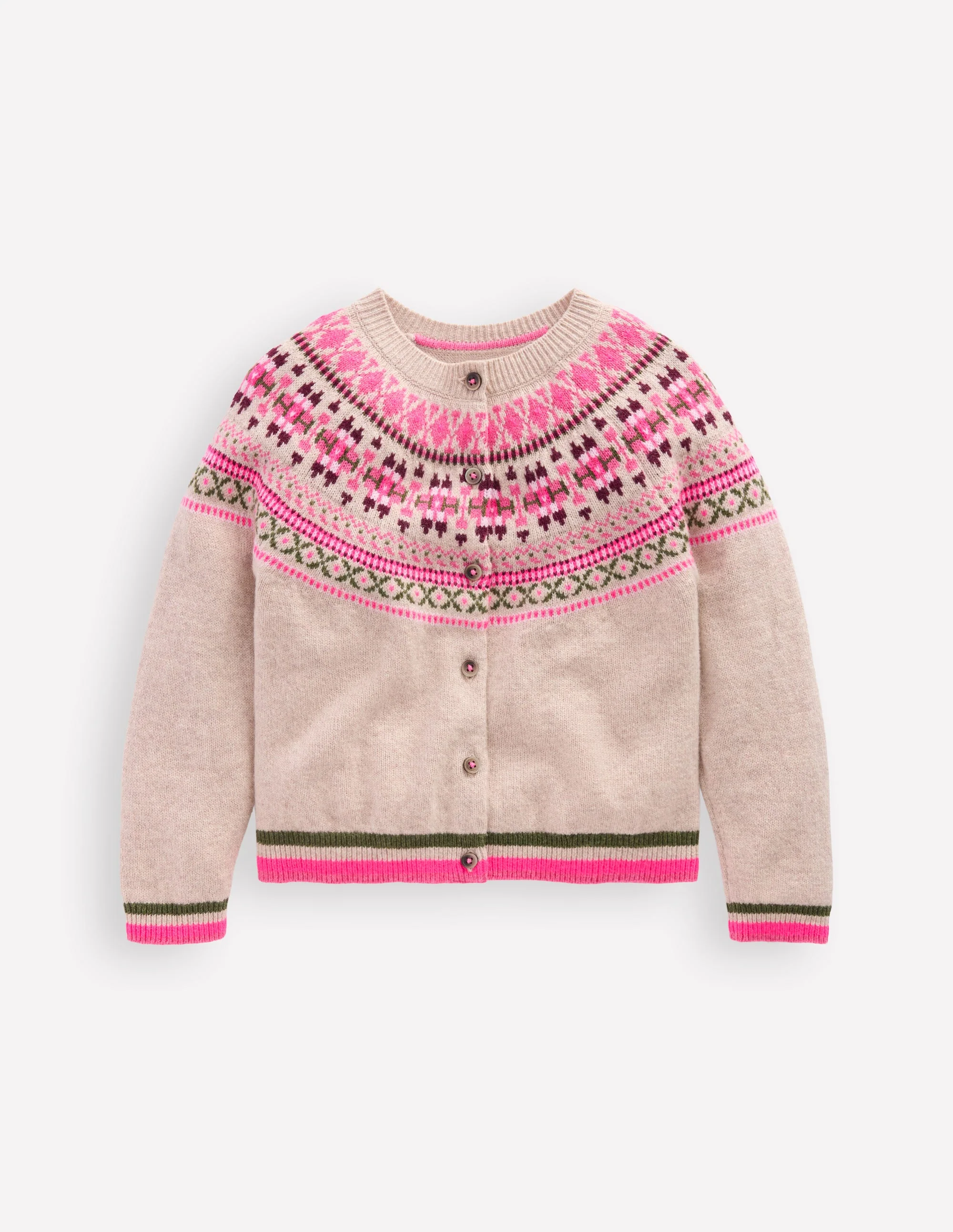 Edie Fair Isle Cardigan-Oatmeal Heritage Fair Isle - Image 4