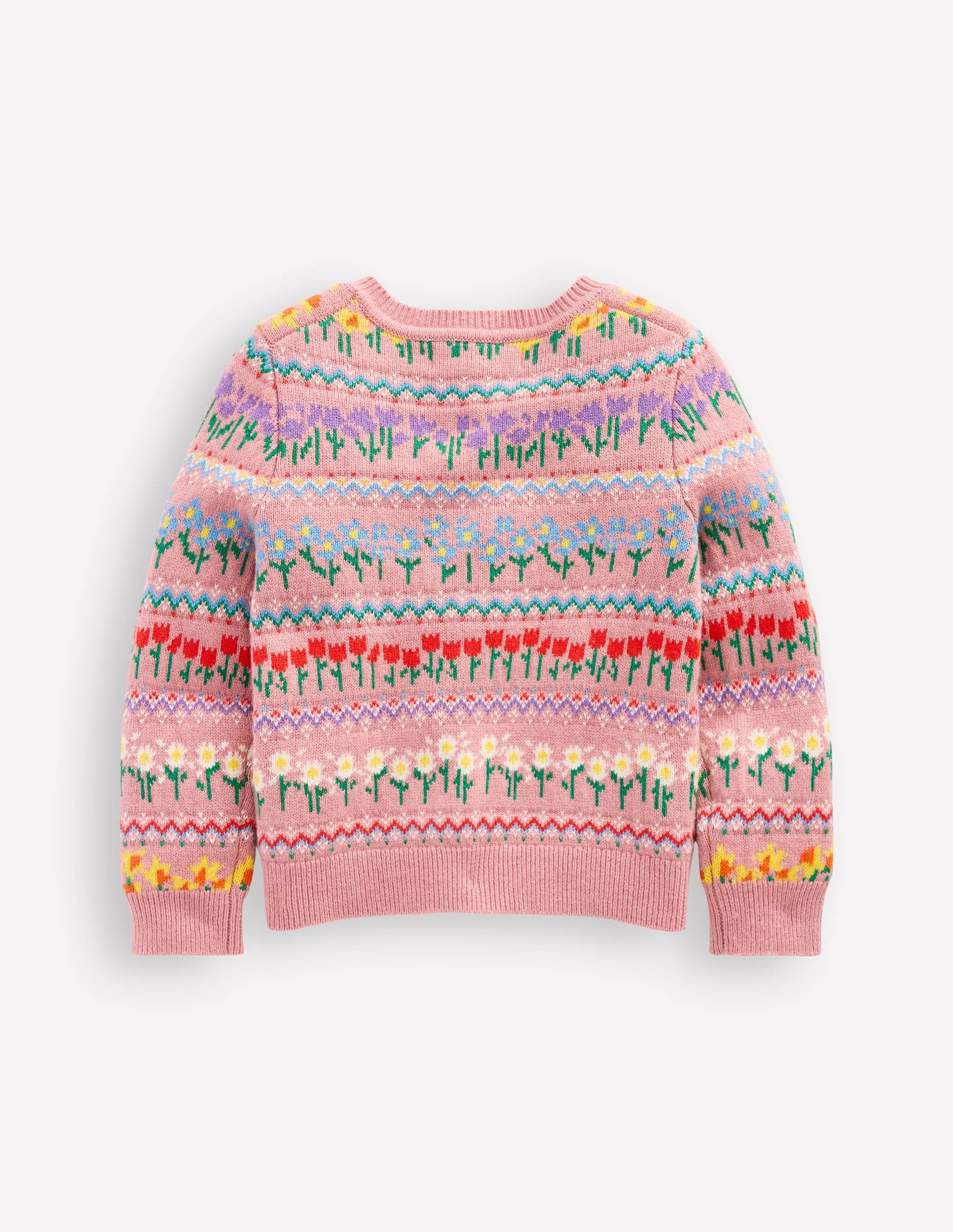 Edie Fair Isle Cardigan-Sea Pink Flowers - Image 2