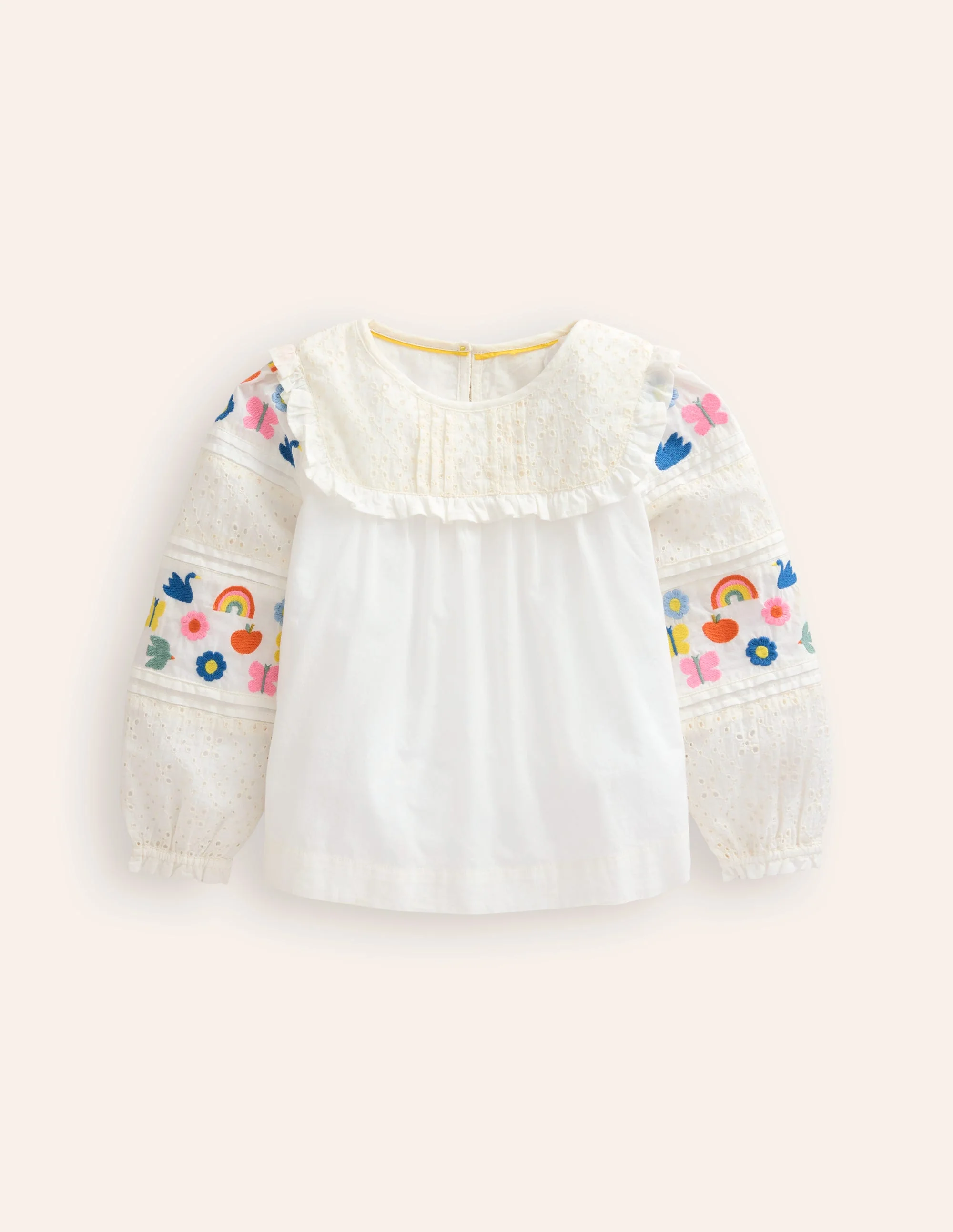 Embroidered Broderie Top-Vanilla White - Image 2