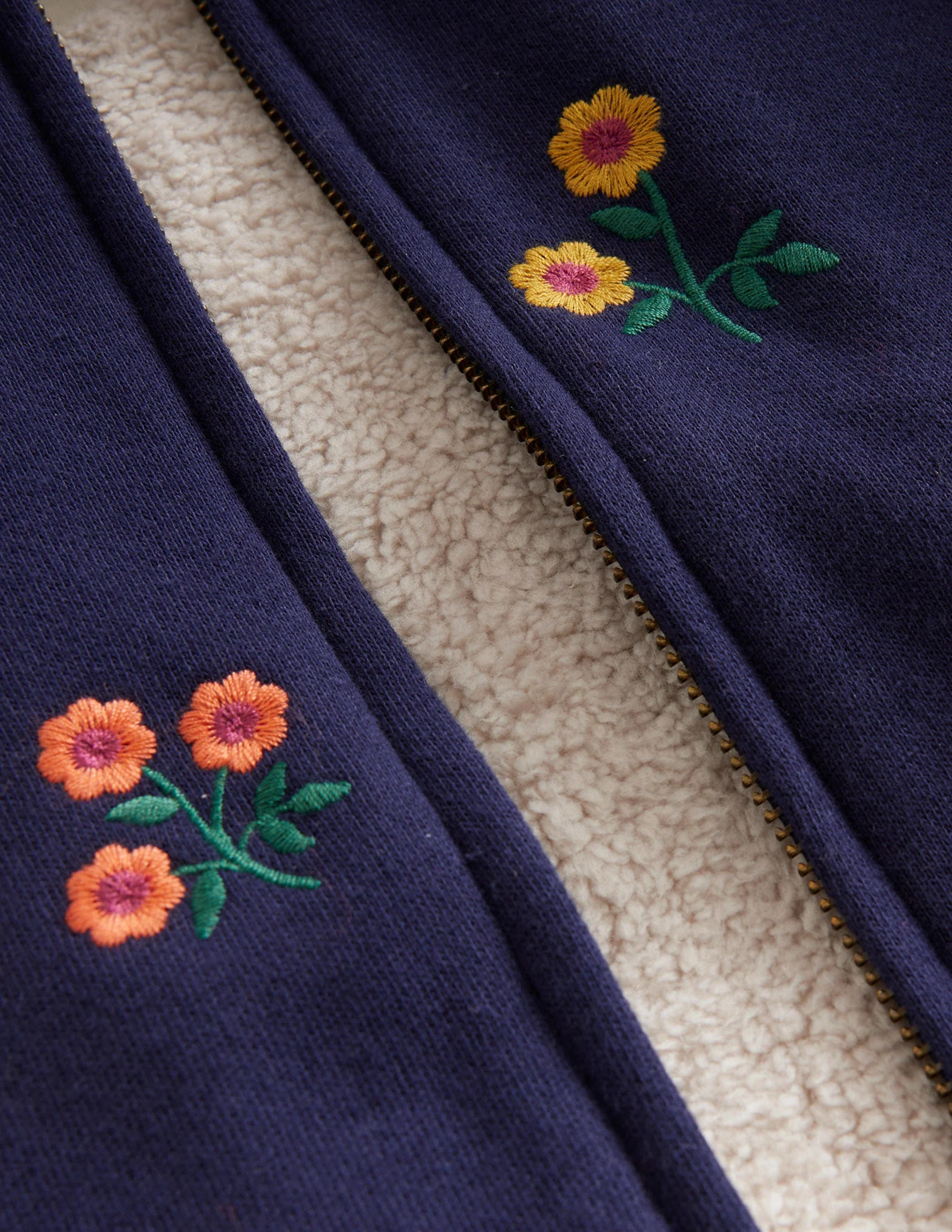 Embroidered Lined Hoodie-French Navy Floral - Image 3