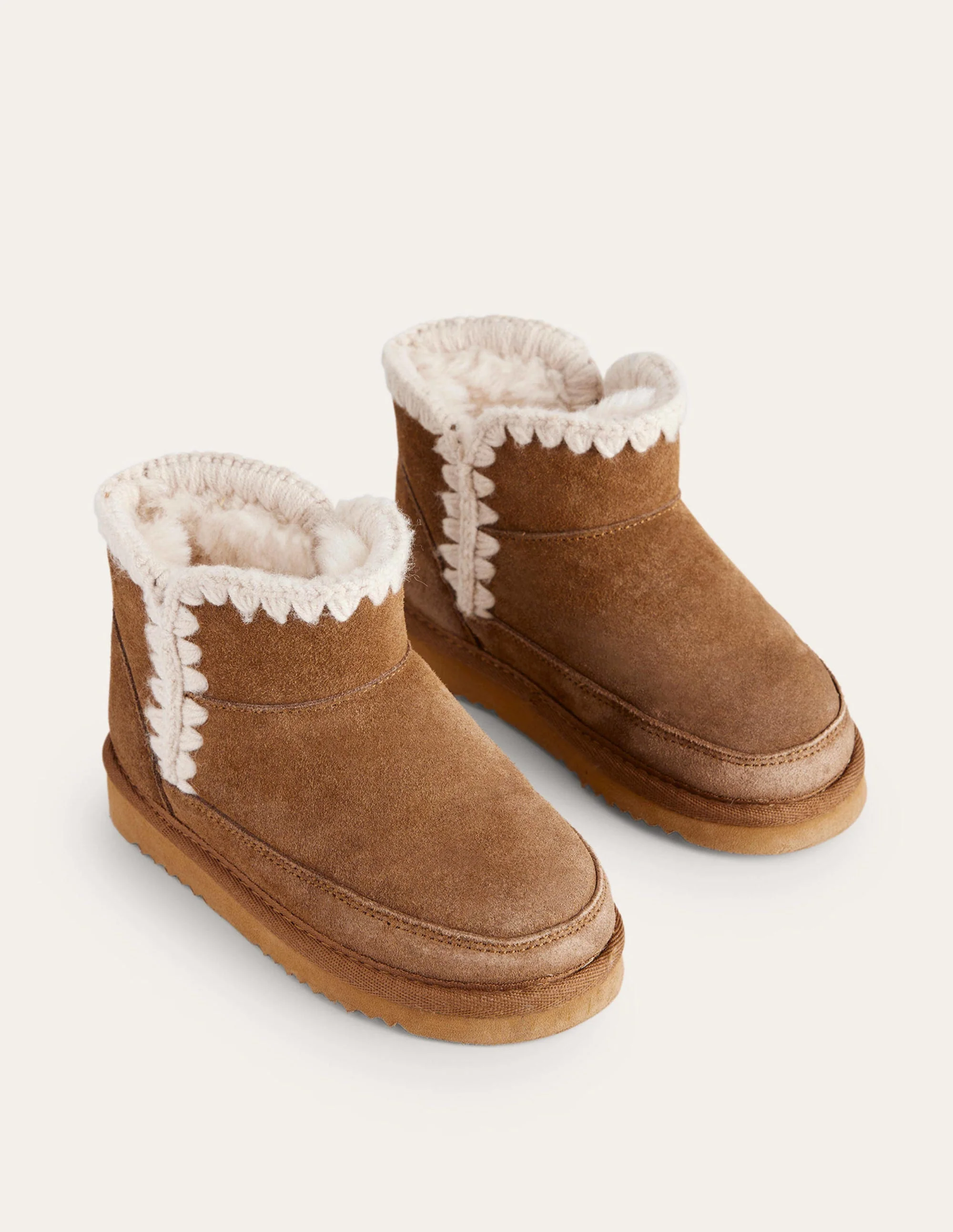 Embroidered Sheepskin Boots-Tan - Image 2