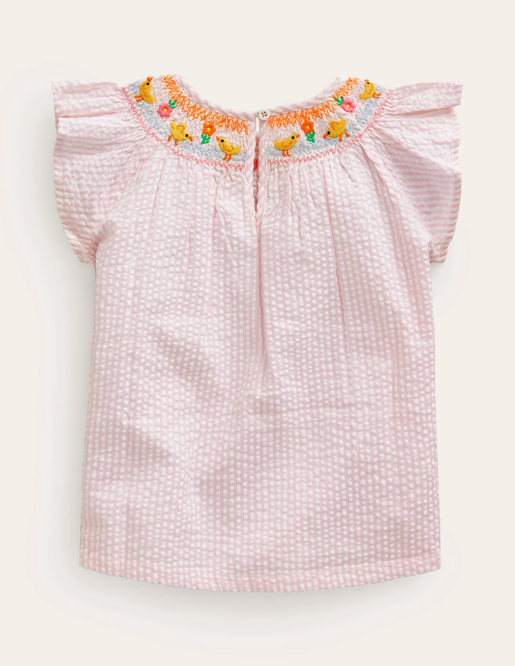 Embroidered Smocked Top-Sweet Pea / Ivory Stripe - Image 2