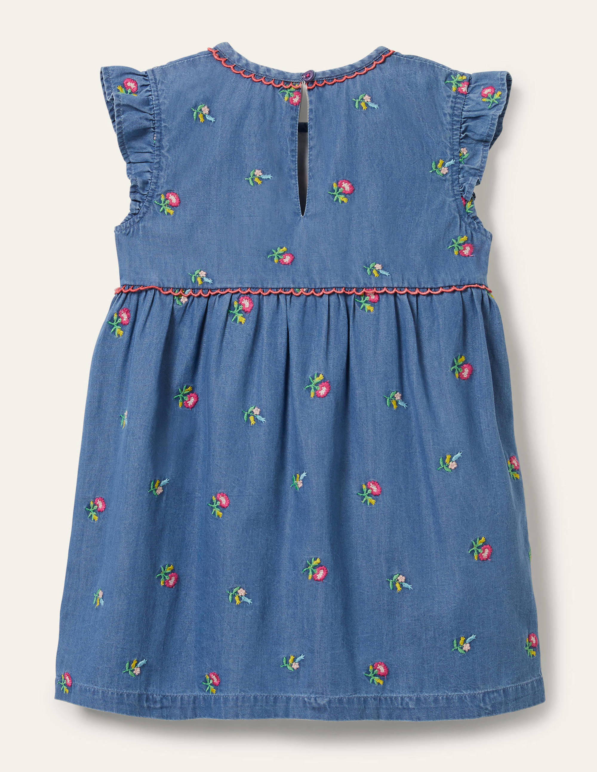 Embroidered Woven Tunic-Chambray Flowers - Image 2