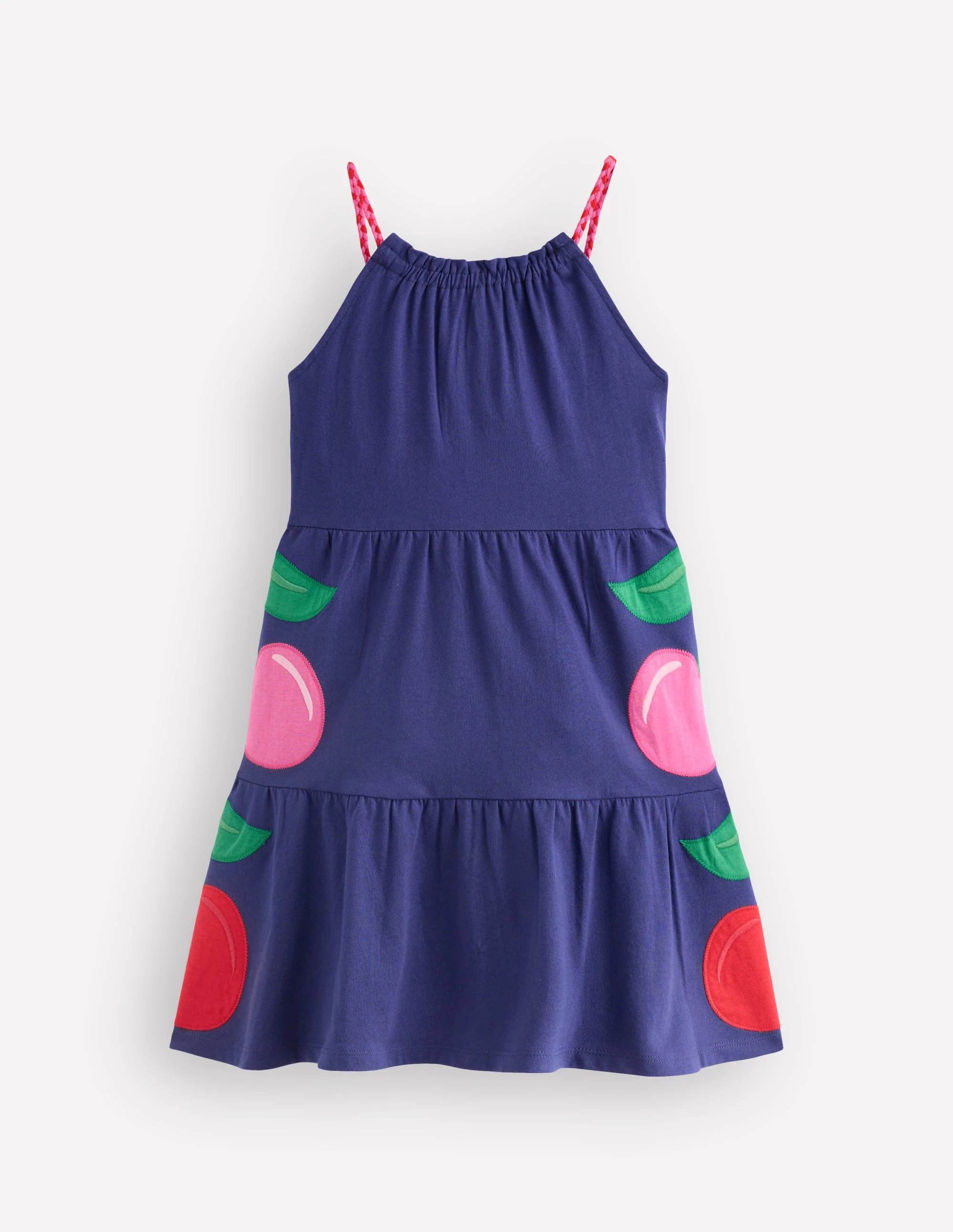 Enola Appliqué Jersey Dress-Starboard Blue Giant Cherries - Image 3