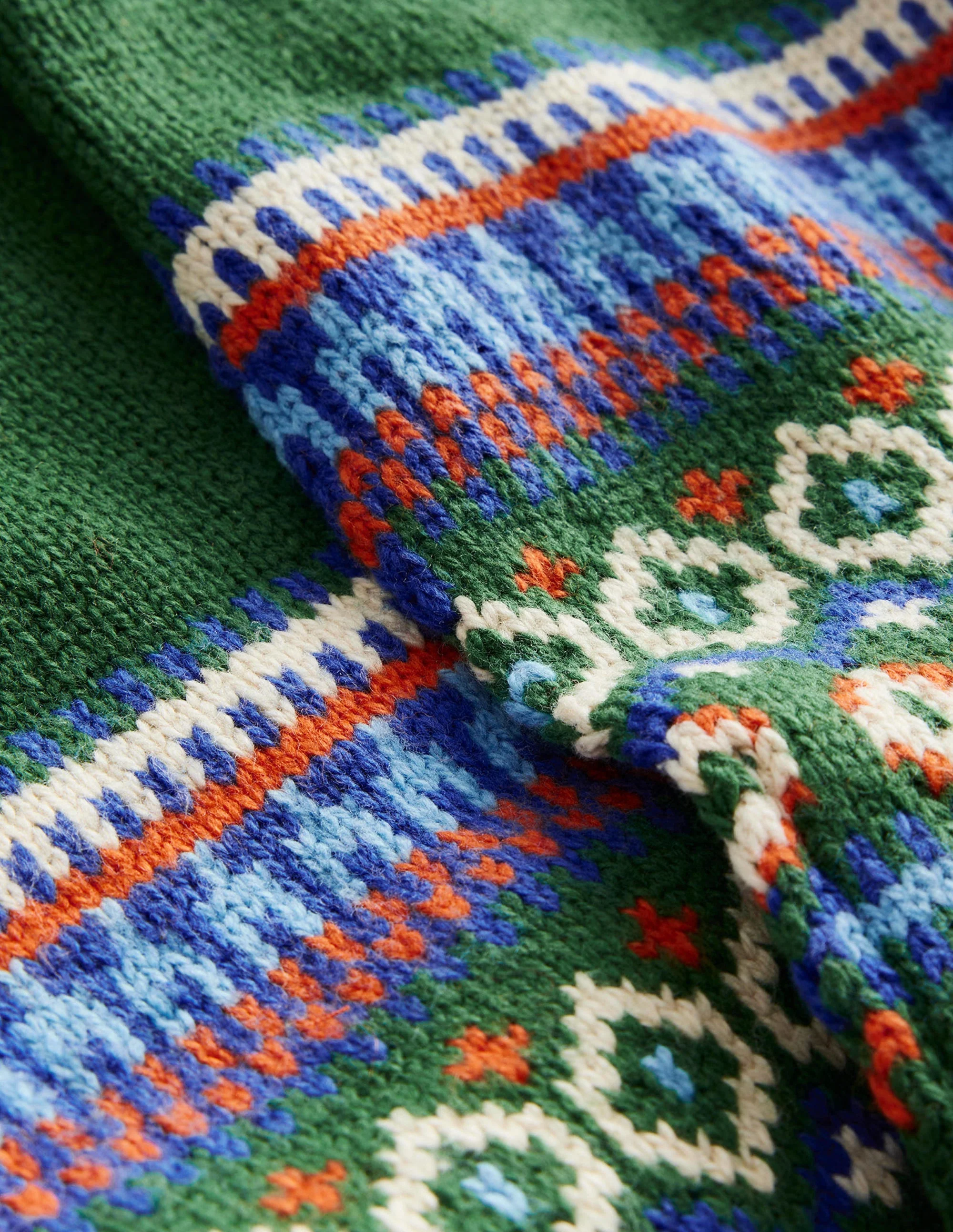 Fair Isle Knitted Scarf-Monster Green - Image 2