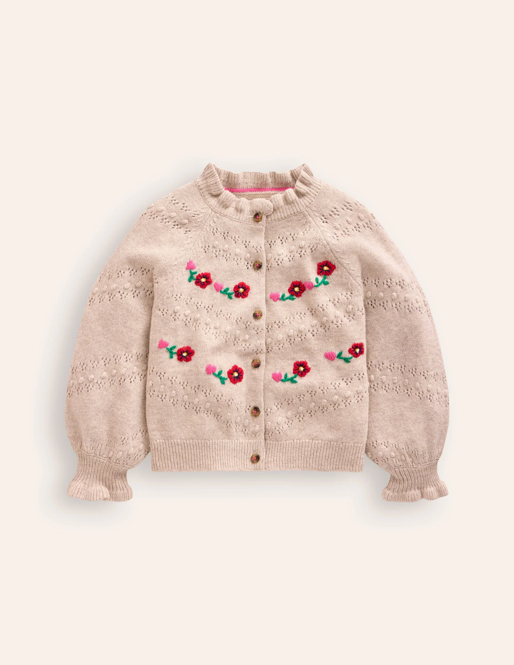 Faye Embroidered Cardigan-Ecru Marl - Image 2