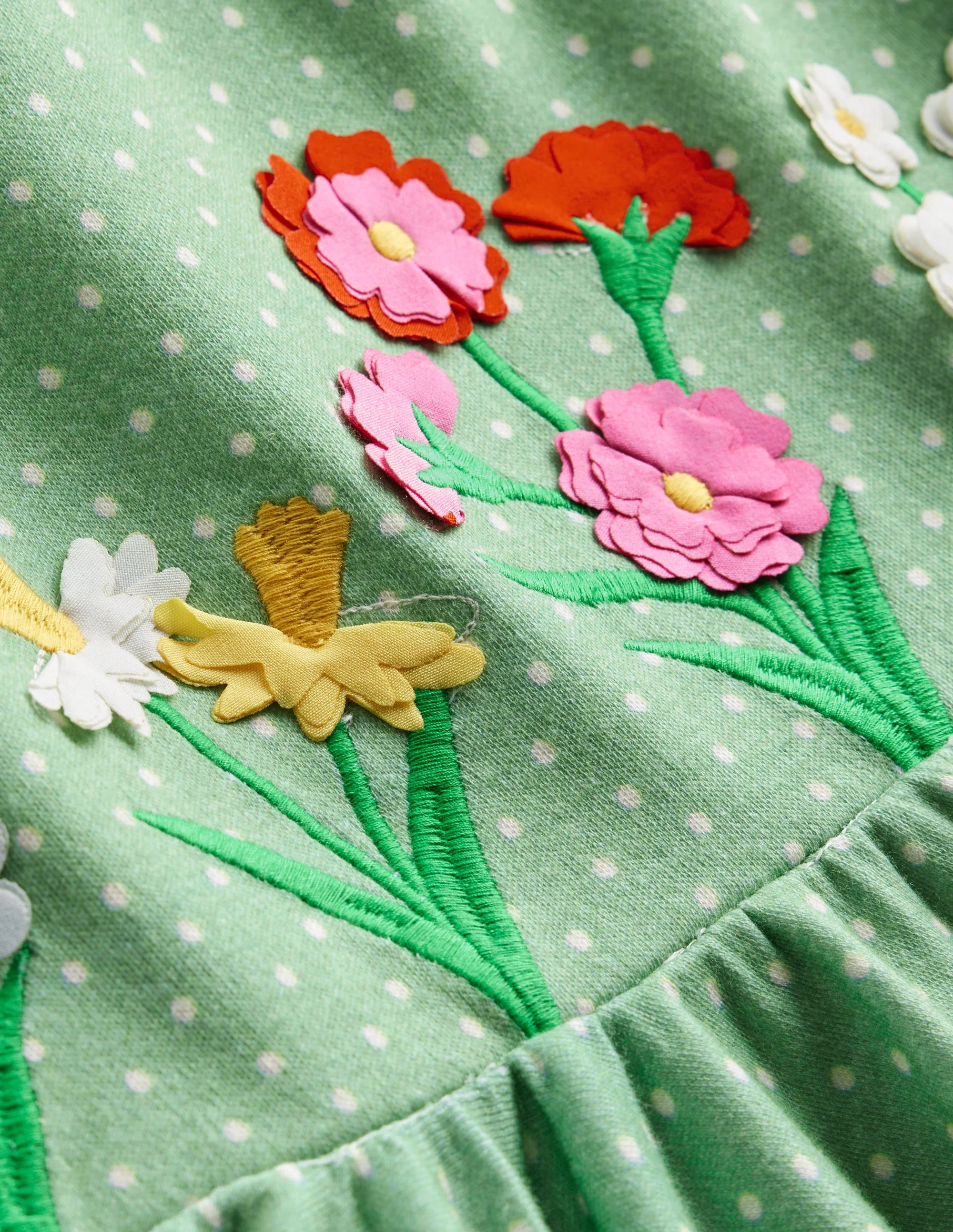 Flutter Twirly Dress-Pistachio Green Flowers - Image 3