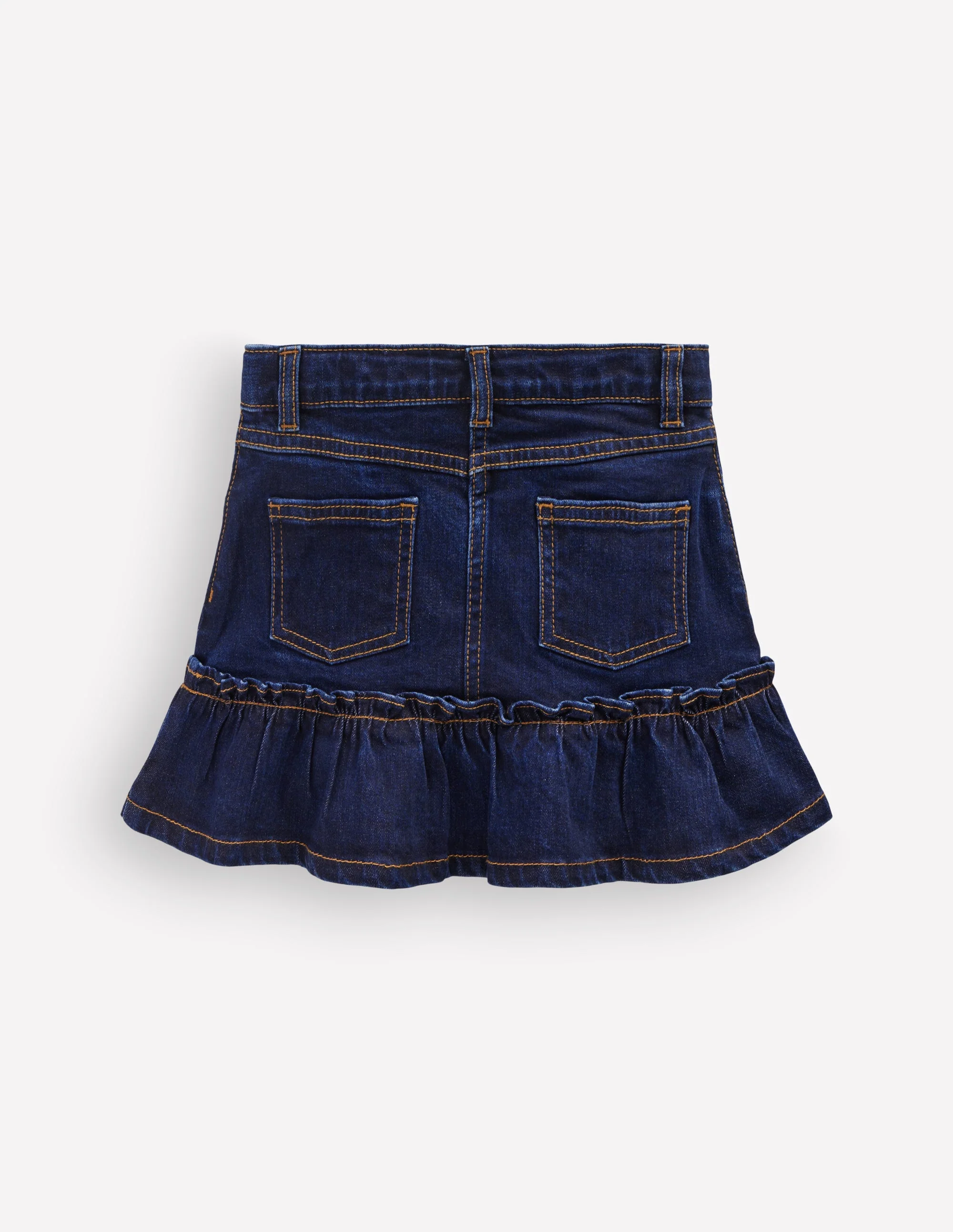 Frill Hem Denim Skirt-Dark Wash - Image 2