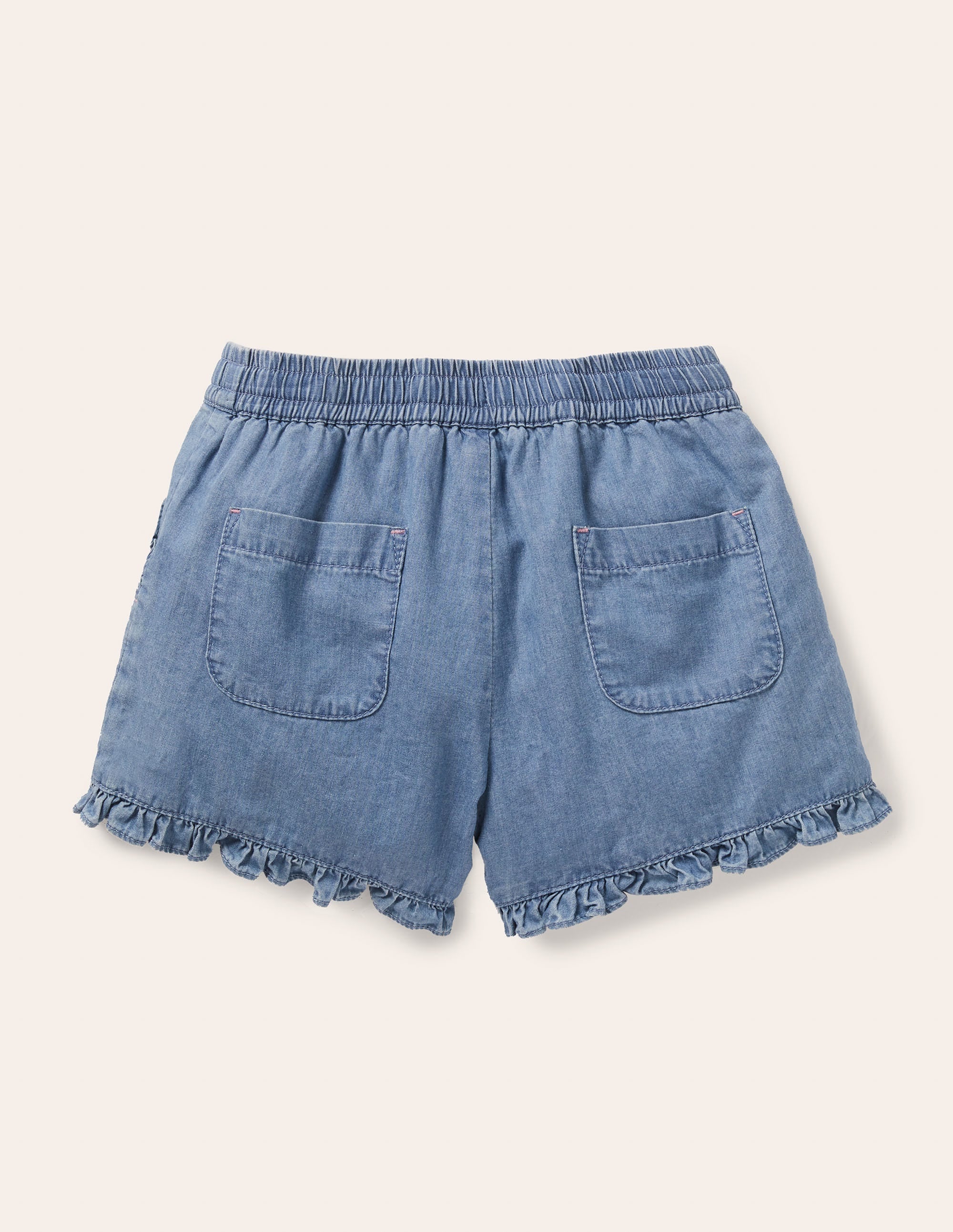 Frill Hem Shorts-Chambray - Image 2