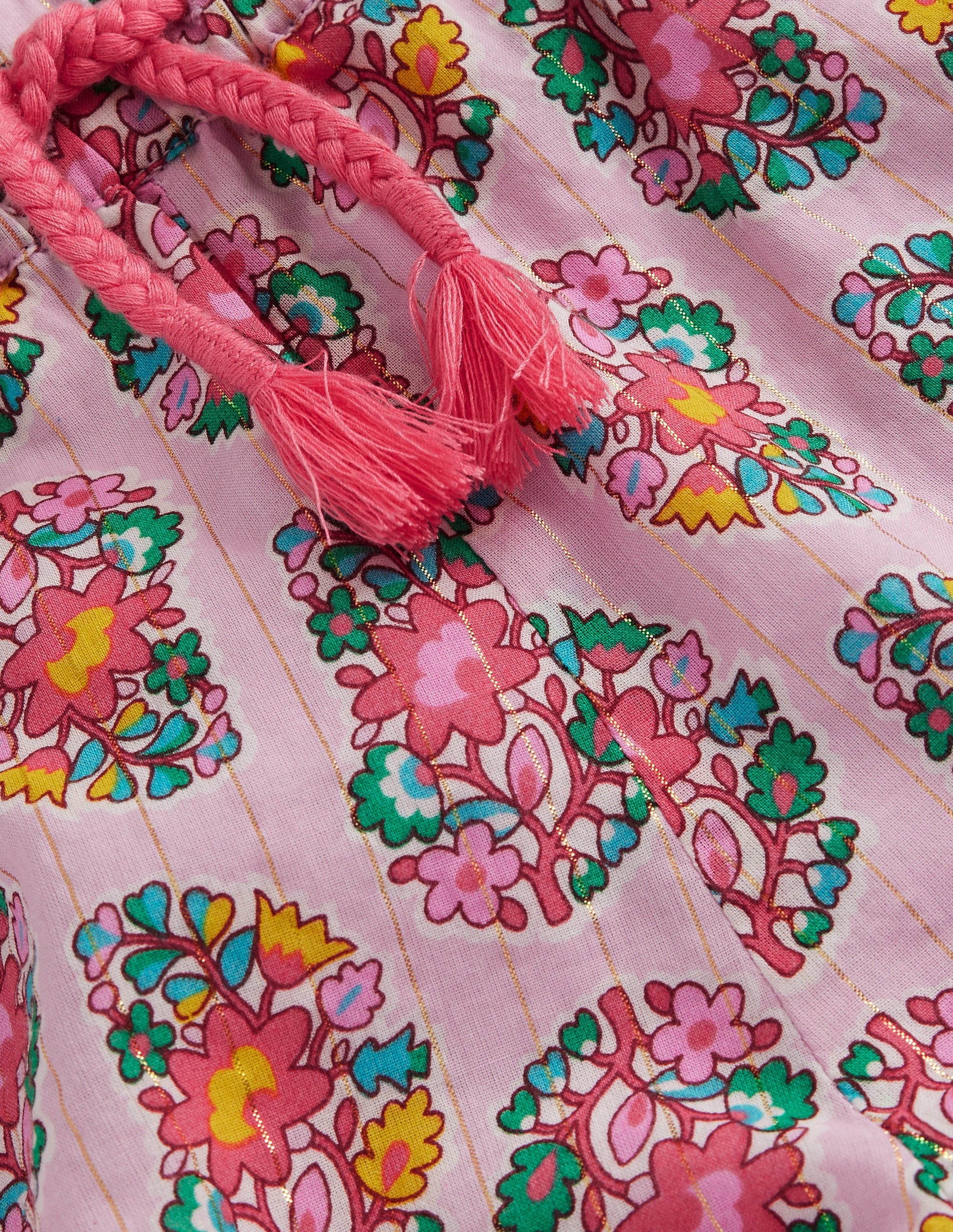Frill Hem Woven Shorts-Sugared Almond Pink Paisley - Image 3