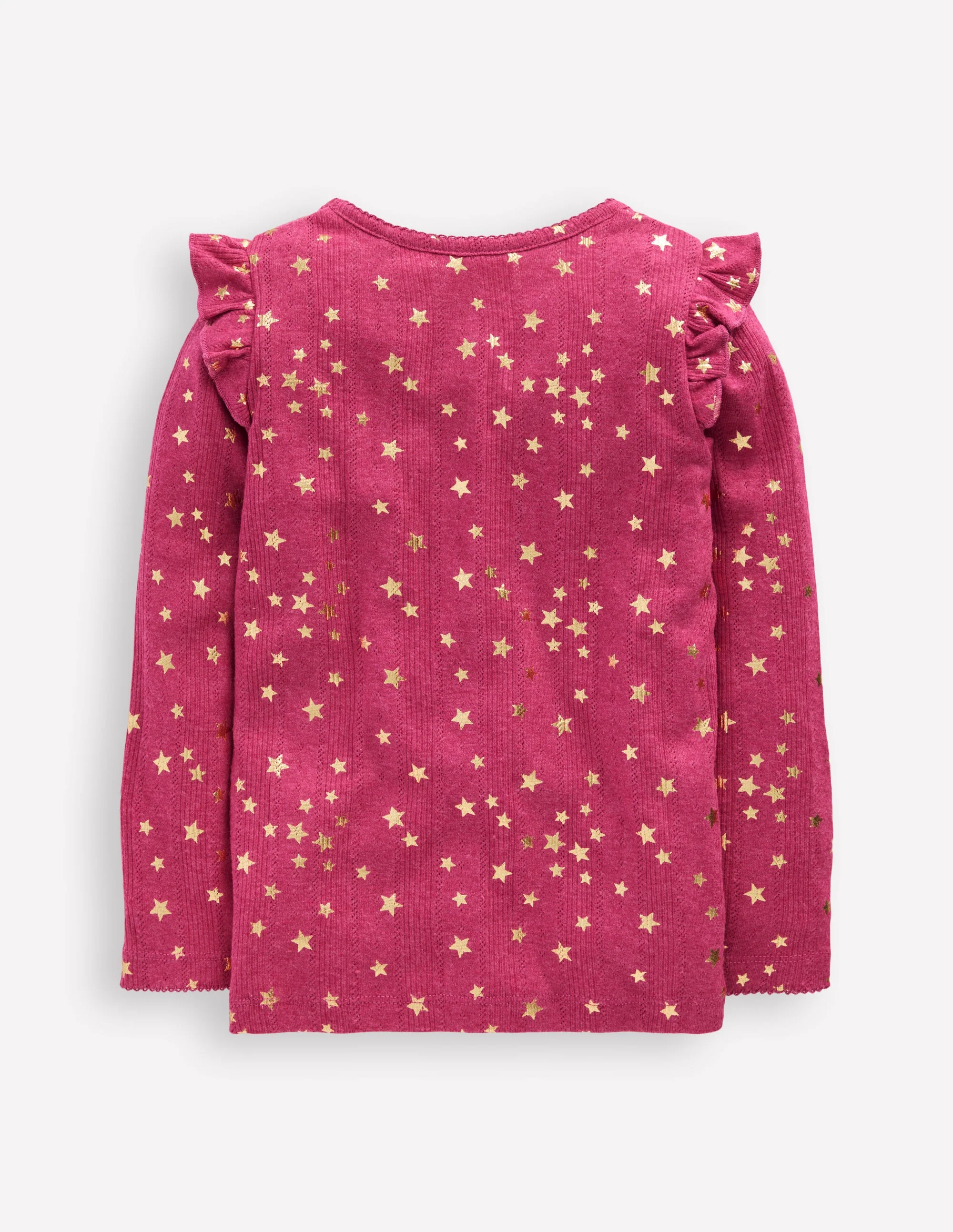 Frill Sleeve Pointelle Top-Cherry Jam - Image 2