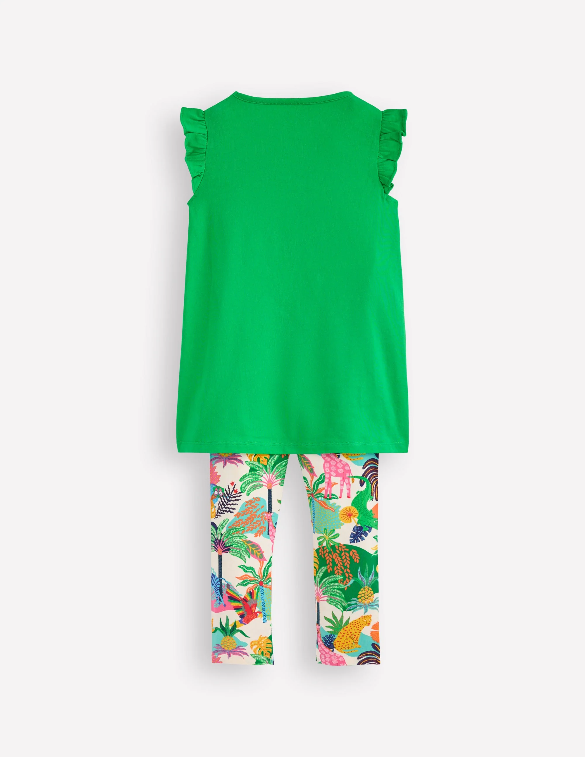 Frill Sleeve Tunic Set-Sapling Green Embroidery - Image 2